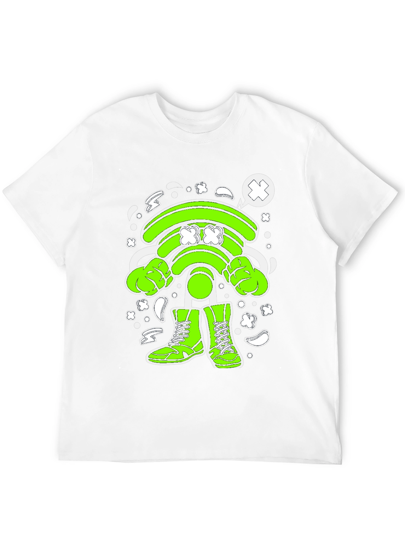 Black Funny Wifi Cartoon Graphic T-Shirt view 12