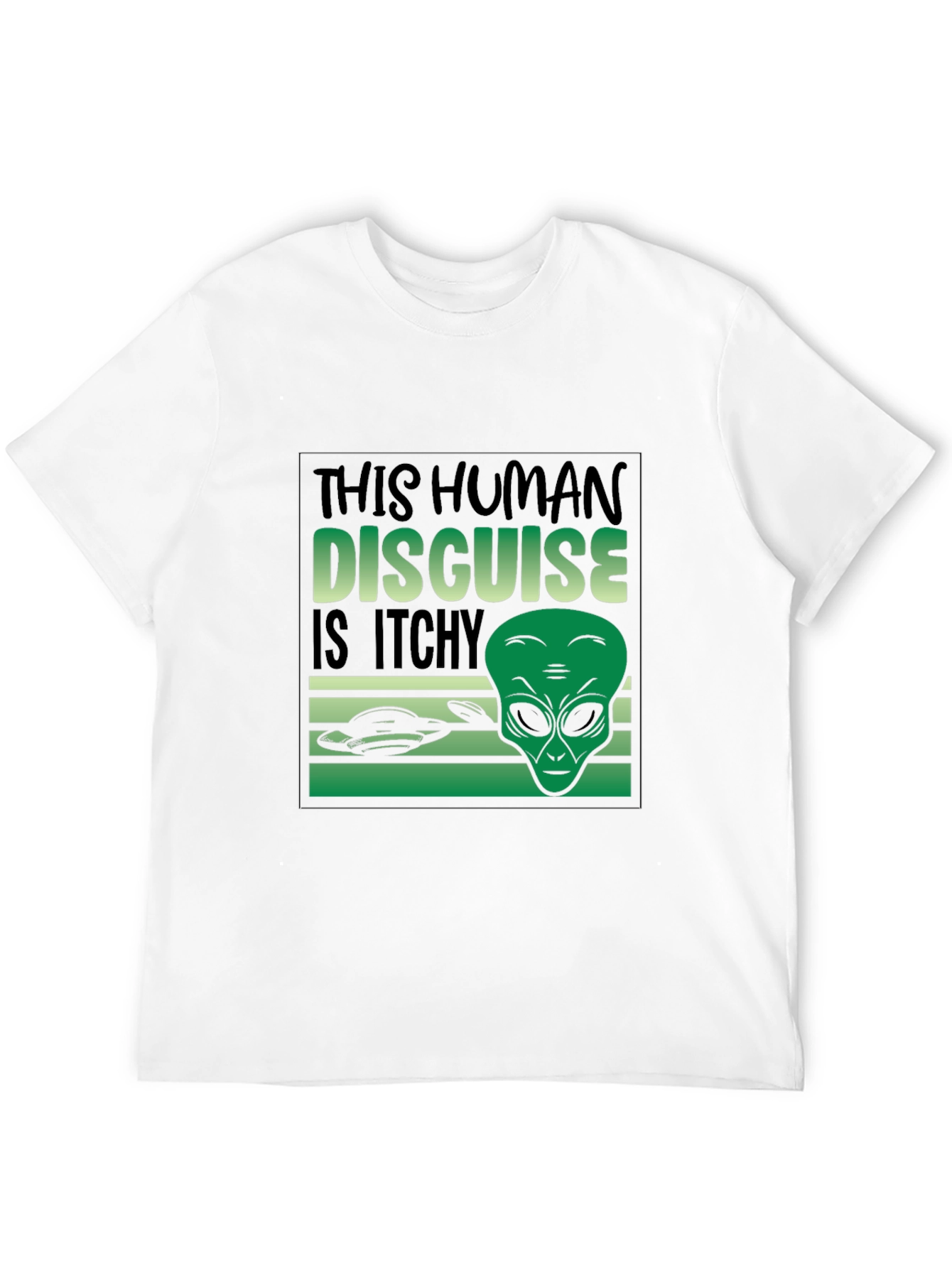 Black Alien Disguise T-Shirt - Funny Sci-Fi Tee view 12