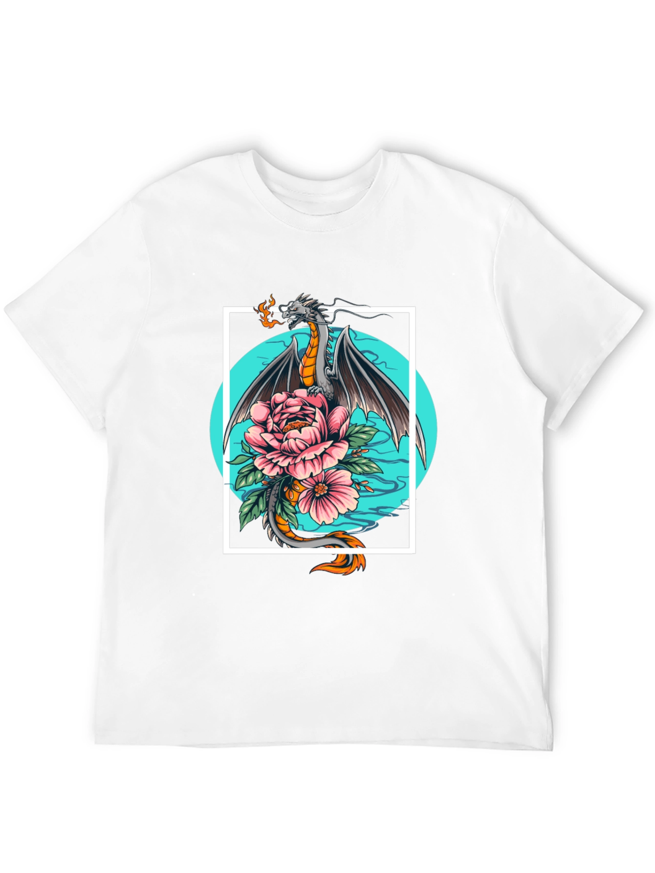 Black Dragon & Floral Graphic Tee view 12