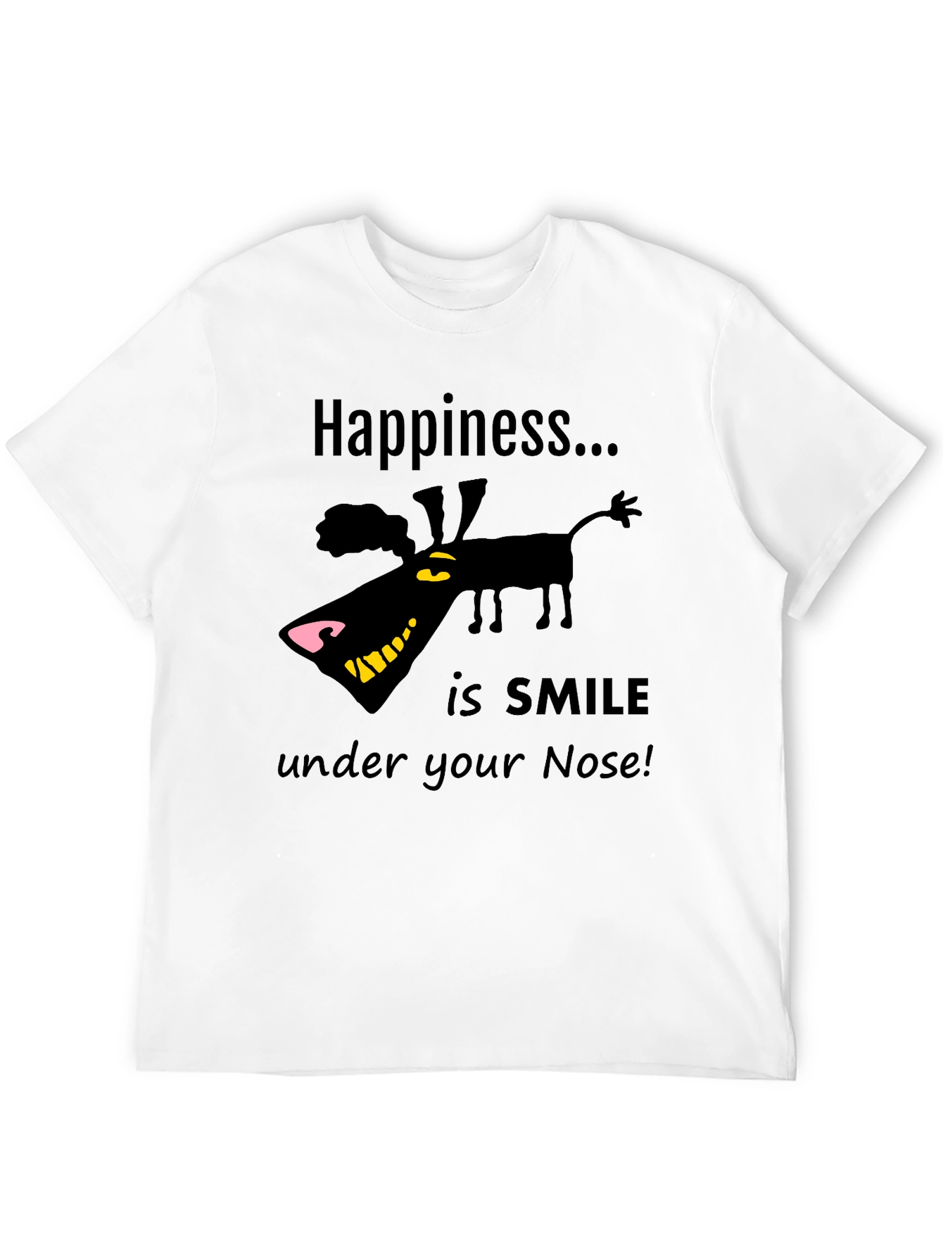 Black Happiness Smile Graphic T-Shirt view 12