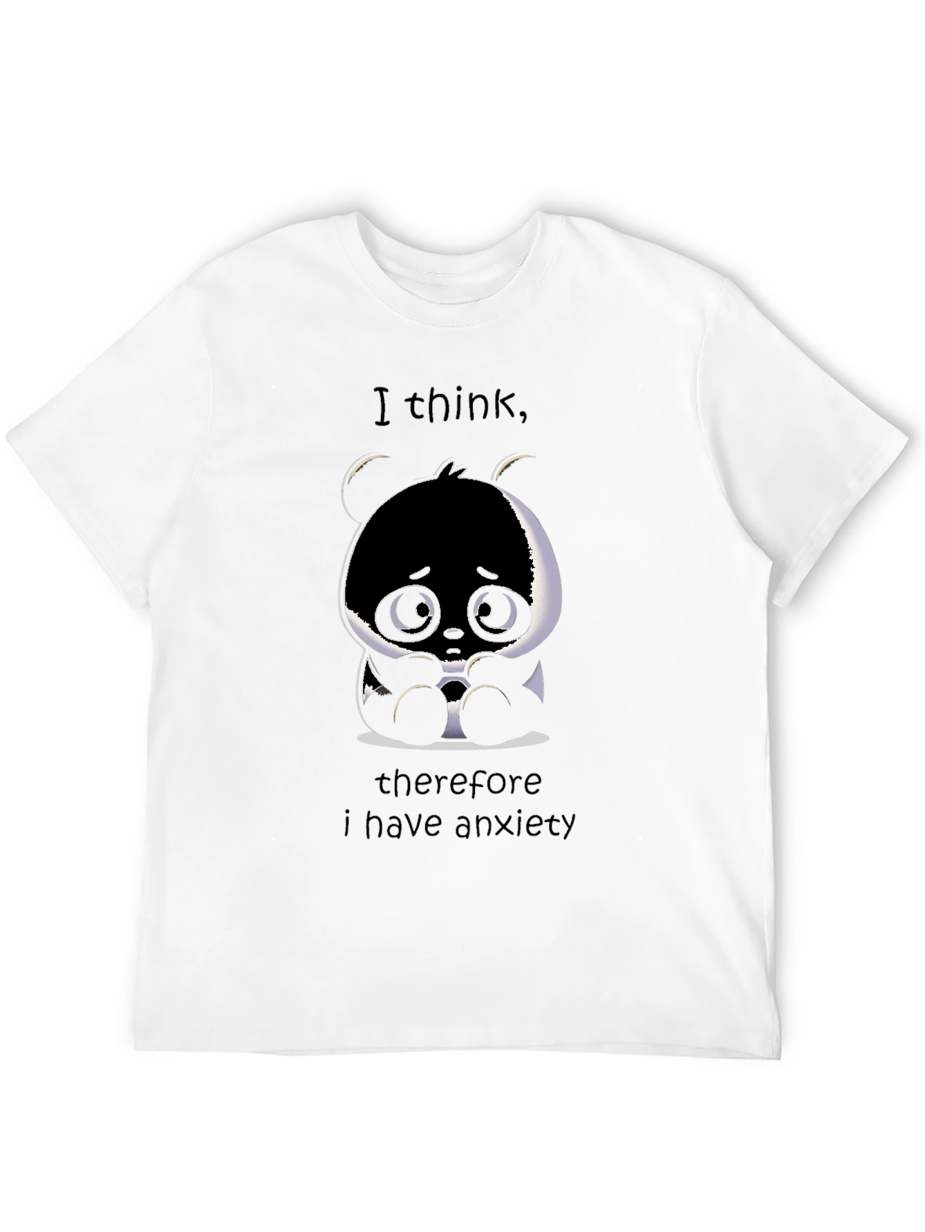 Black Anxious Panda T-Shirt - I Think Therefore I Have Anxiety Tee view 12