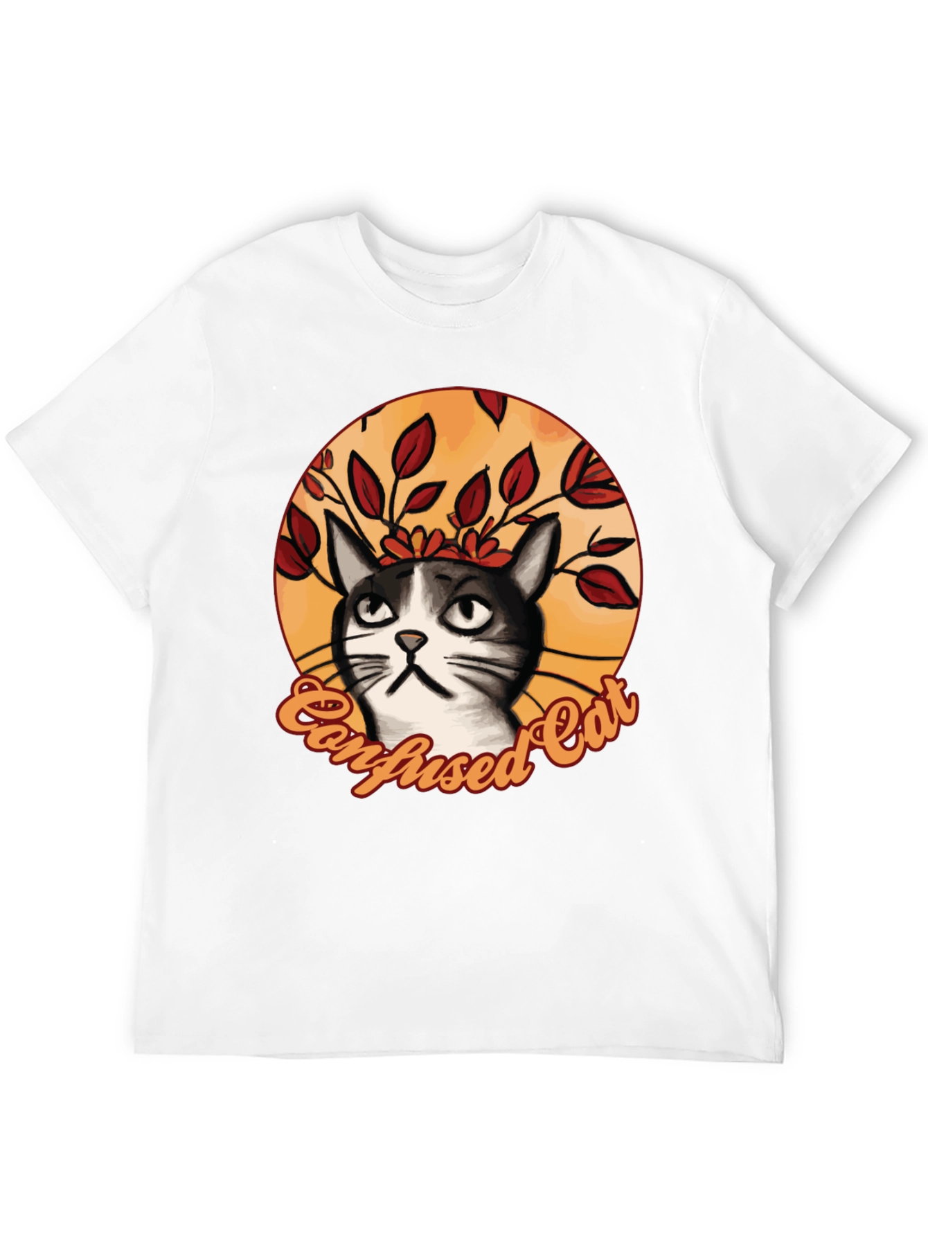 Black Confused Cat Graphic T-Shirt - Funny Cat Lover Tee view 12