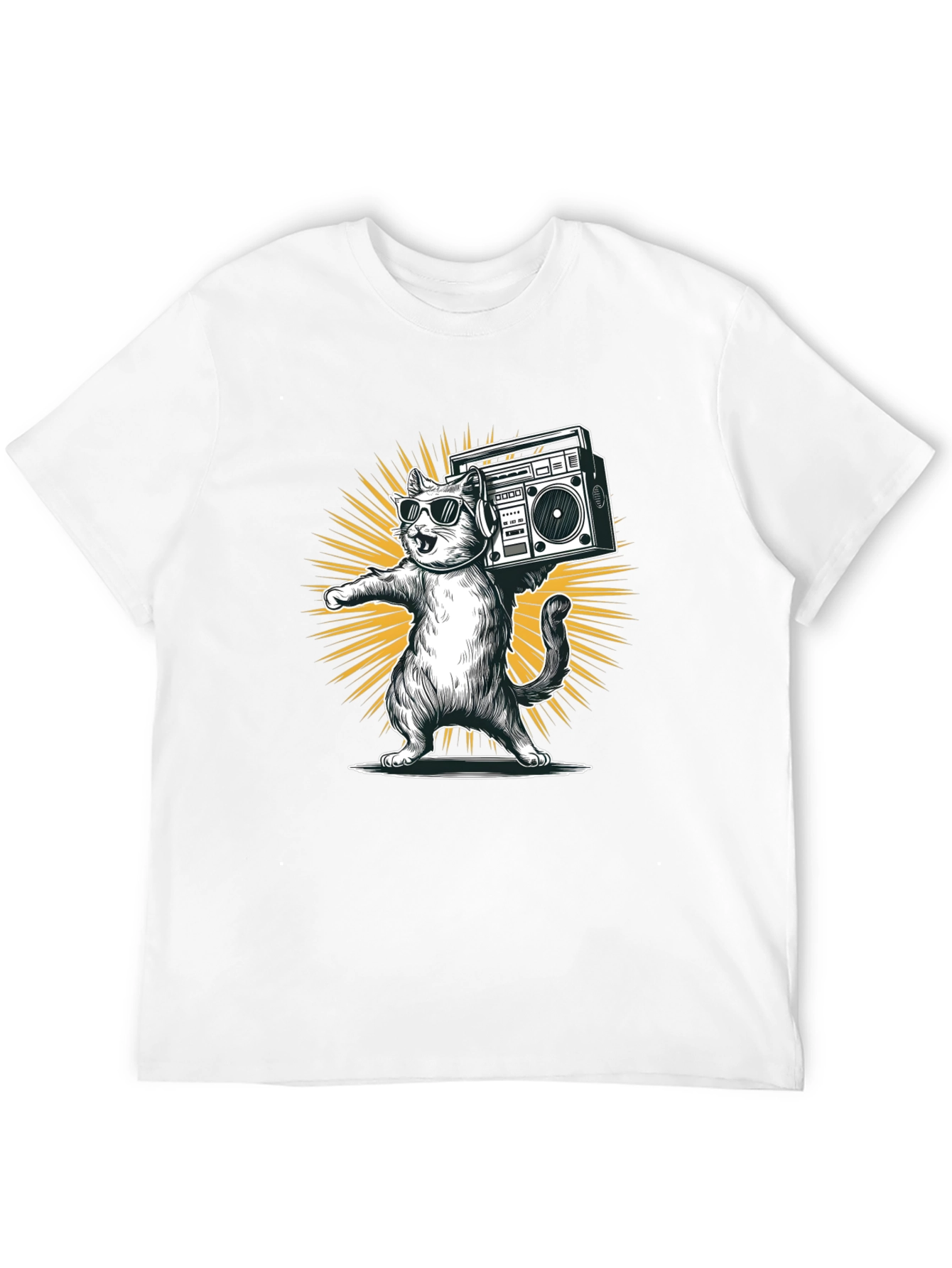 Black Cool Cat Boombox Graphic Tee view 12