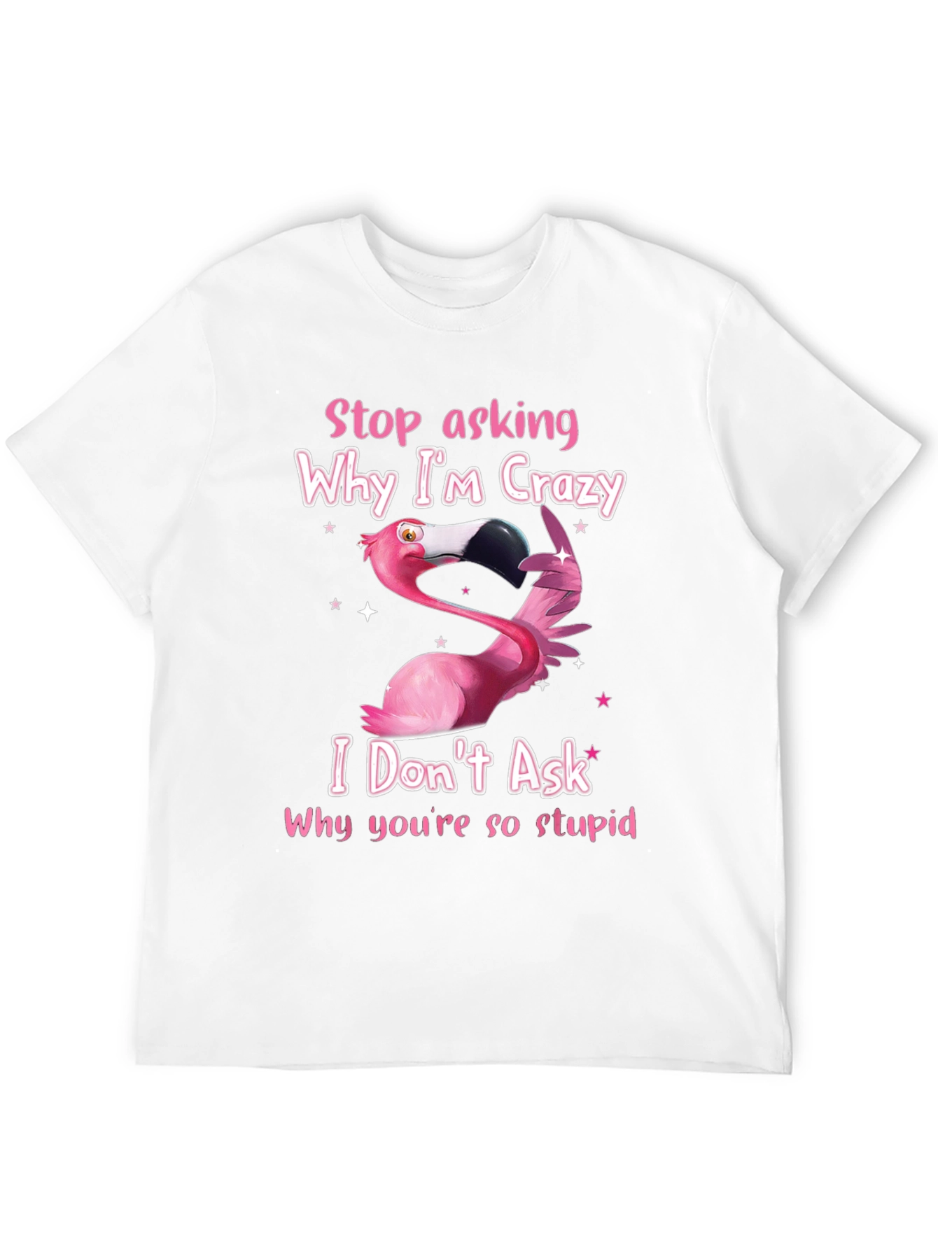 Black Crazy Flamingo Graphic T-Shirt - Funny Sarcastic Tee view 12