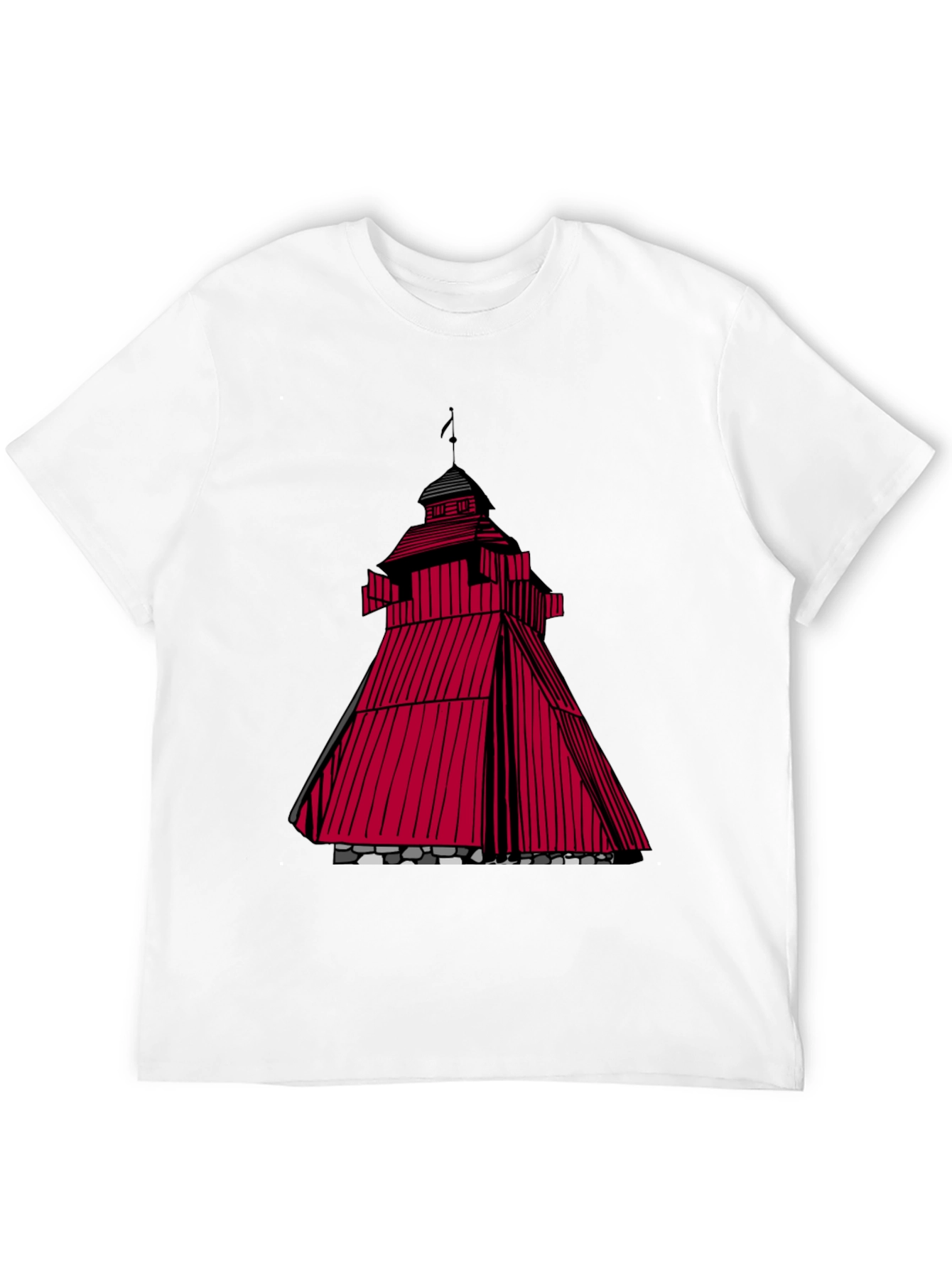 Black Red Tower Graphic T-Shirt - Unique Design view 12