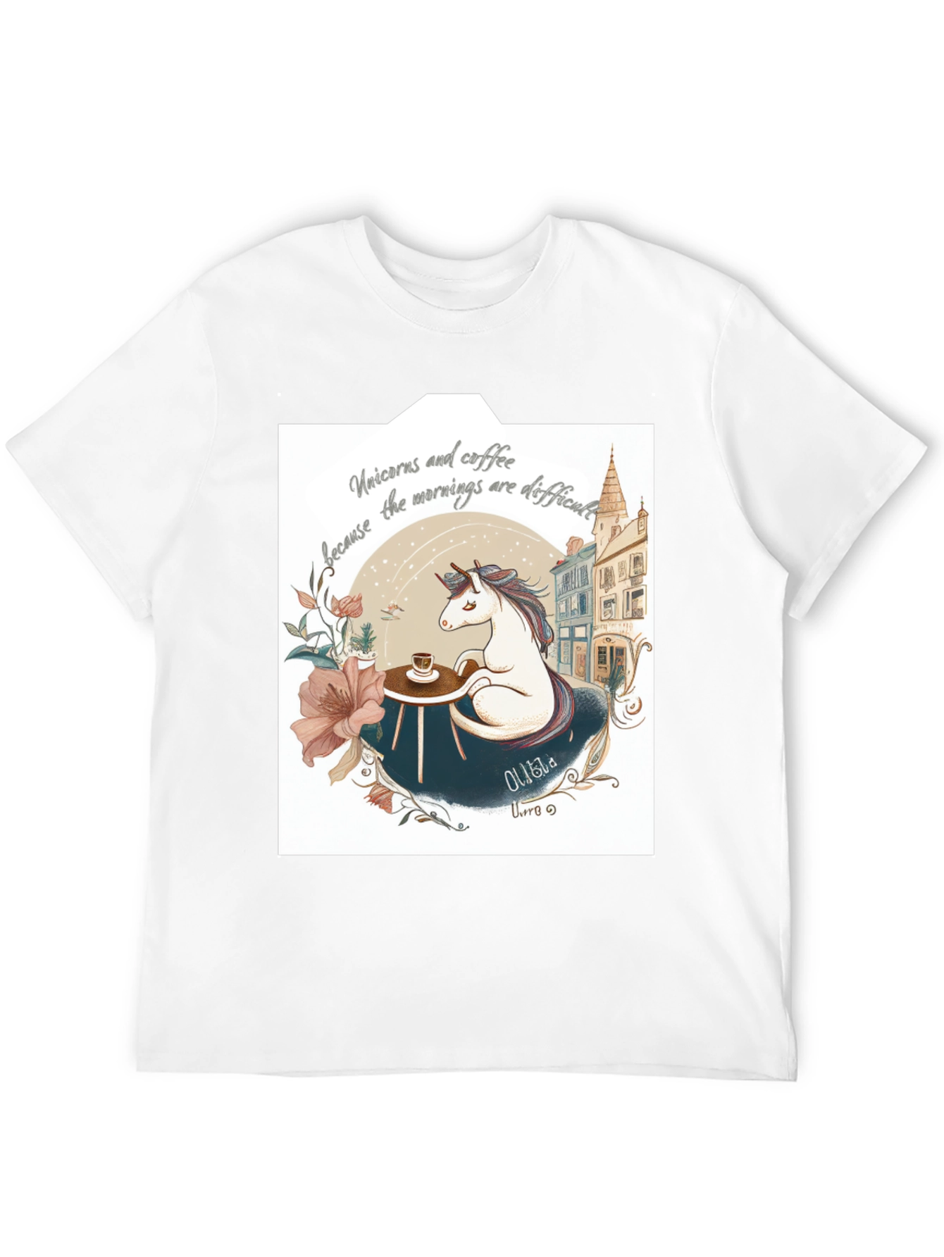 Black Unicorns and Coffee Black T-Shirt  view 12