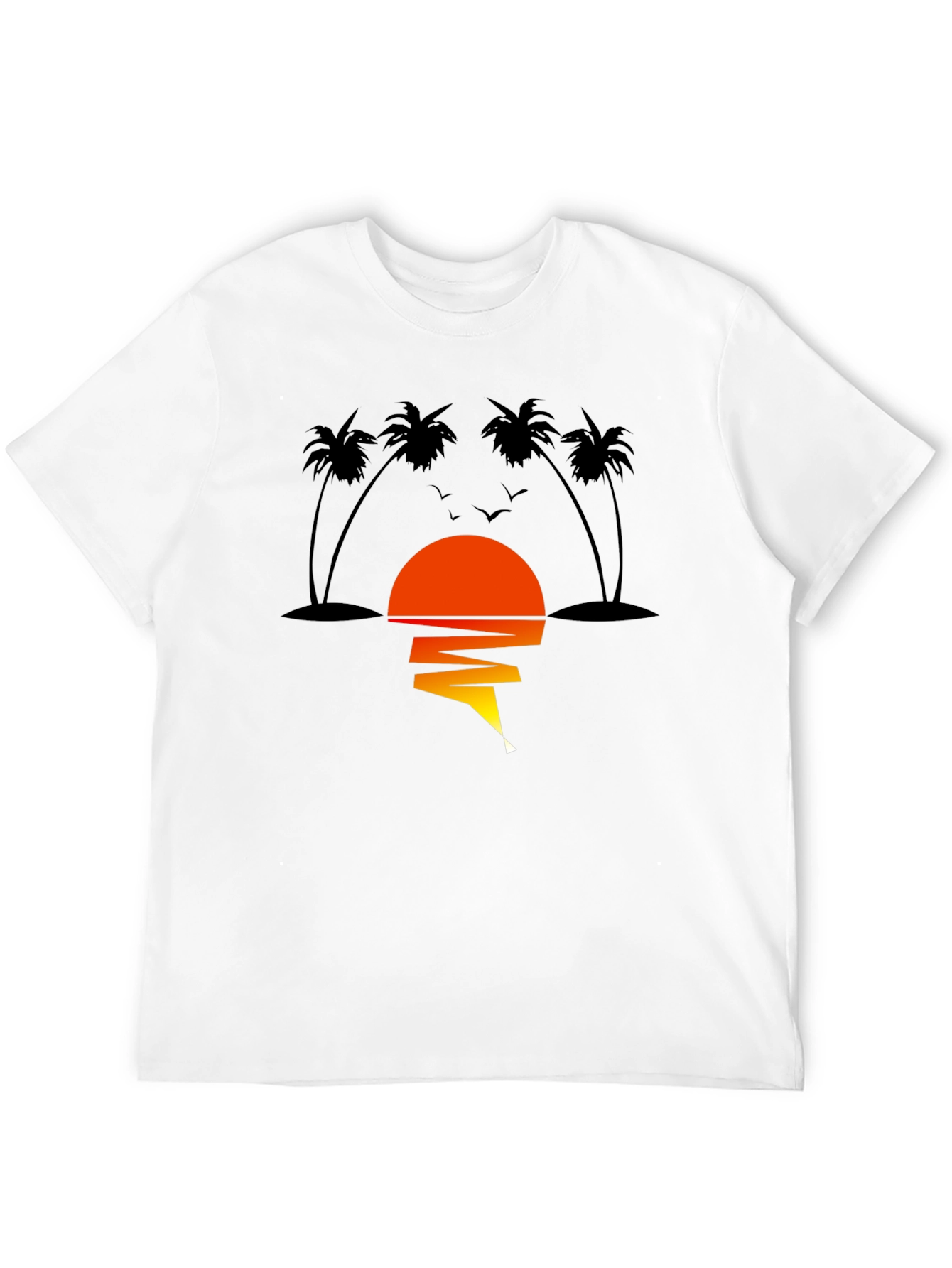 Sunset Palm Tree Graphic Tee - Men's Black T-Shirt - 12