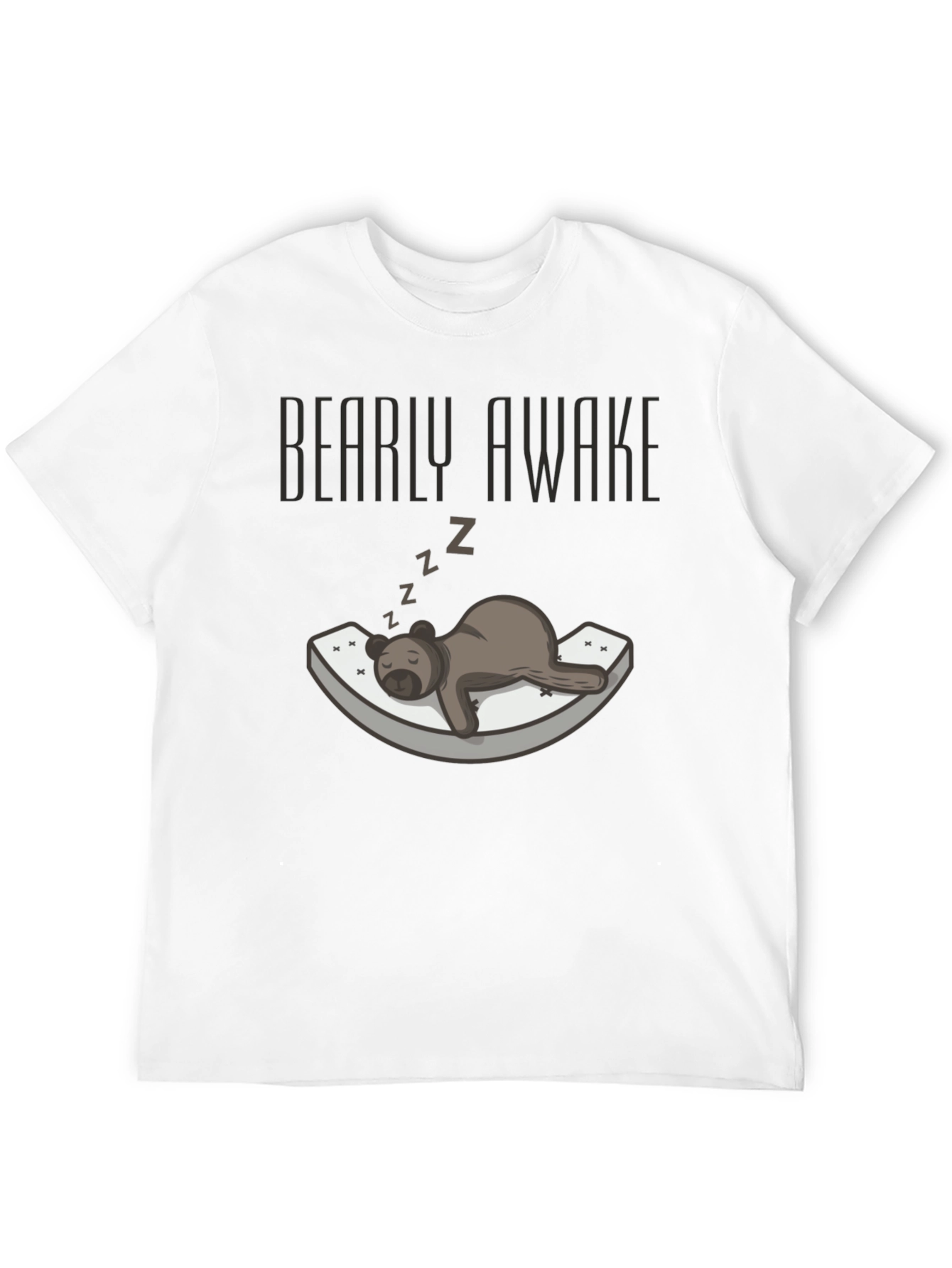 Black Bearly Awake T-Shirt - Funny Sleepy Bear Graphic Tee view 12