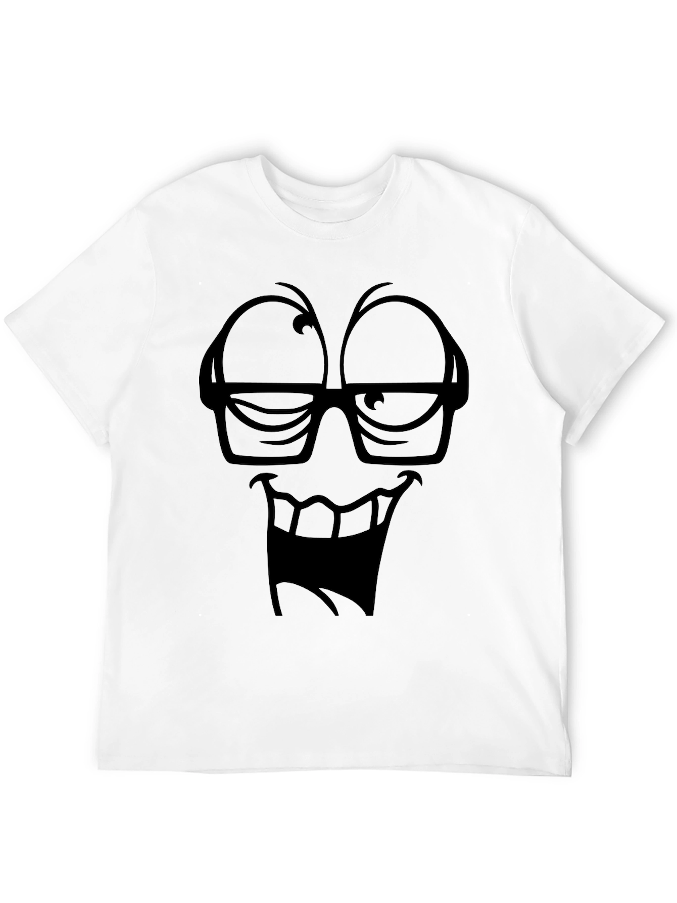 Black Funny Face Black T-Shirt, Cartoon Graphic Tee view 12