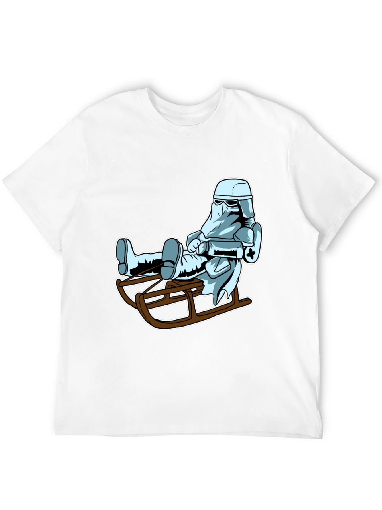 Black Cool Stormtrooper Sledding Graphic Tee view 12
