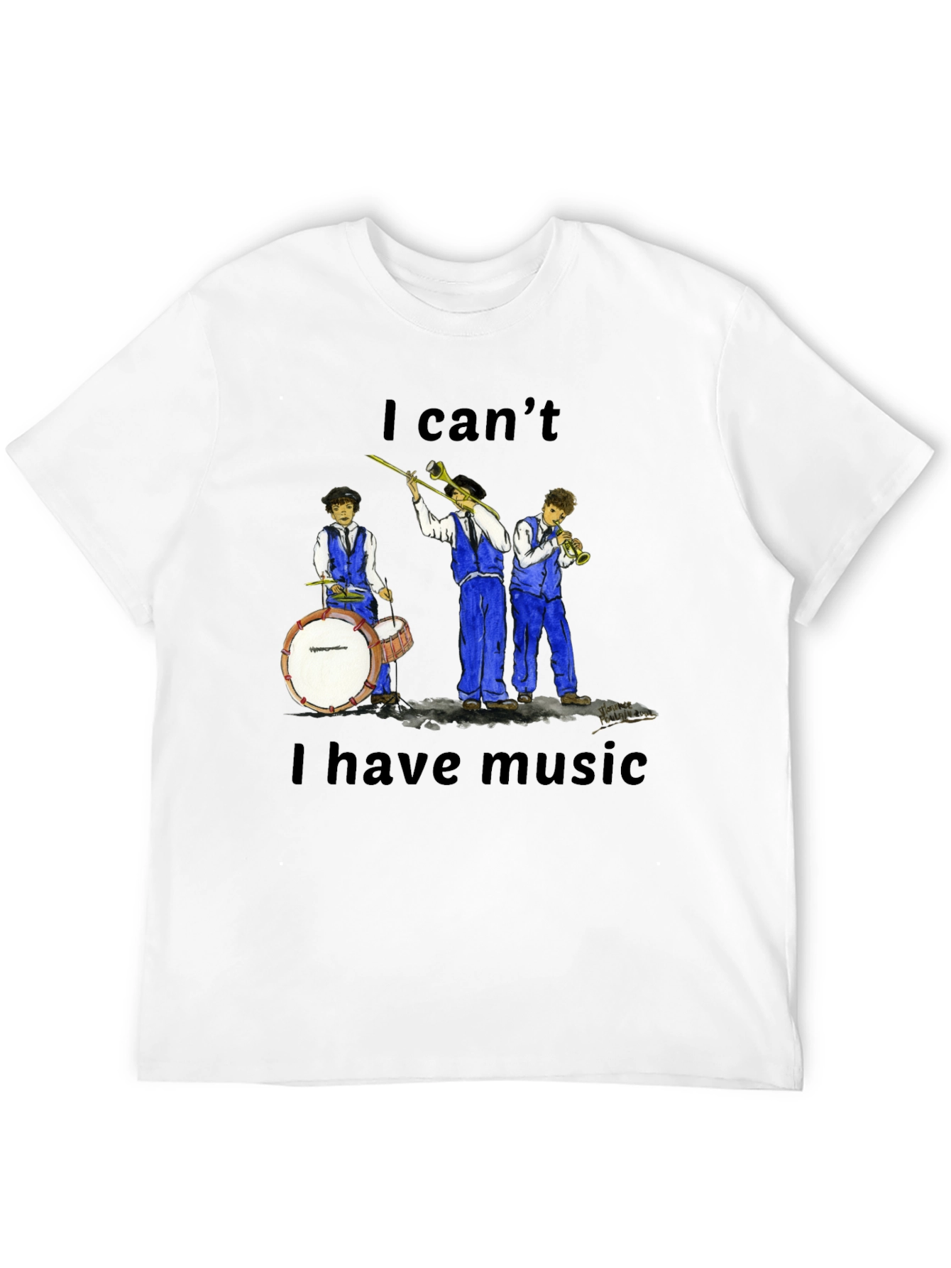 Black I Can't I Have Music T-Shirt view 12