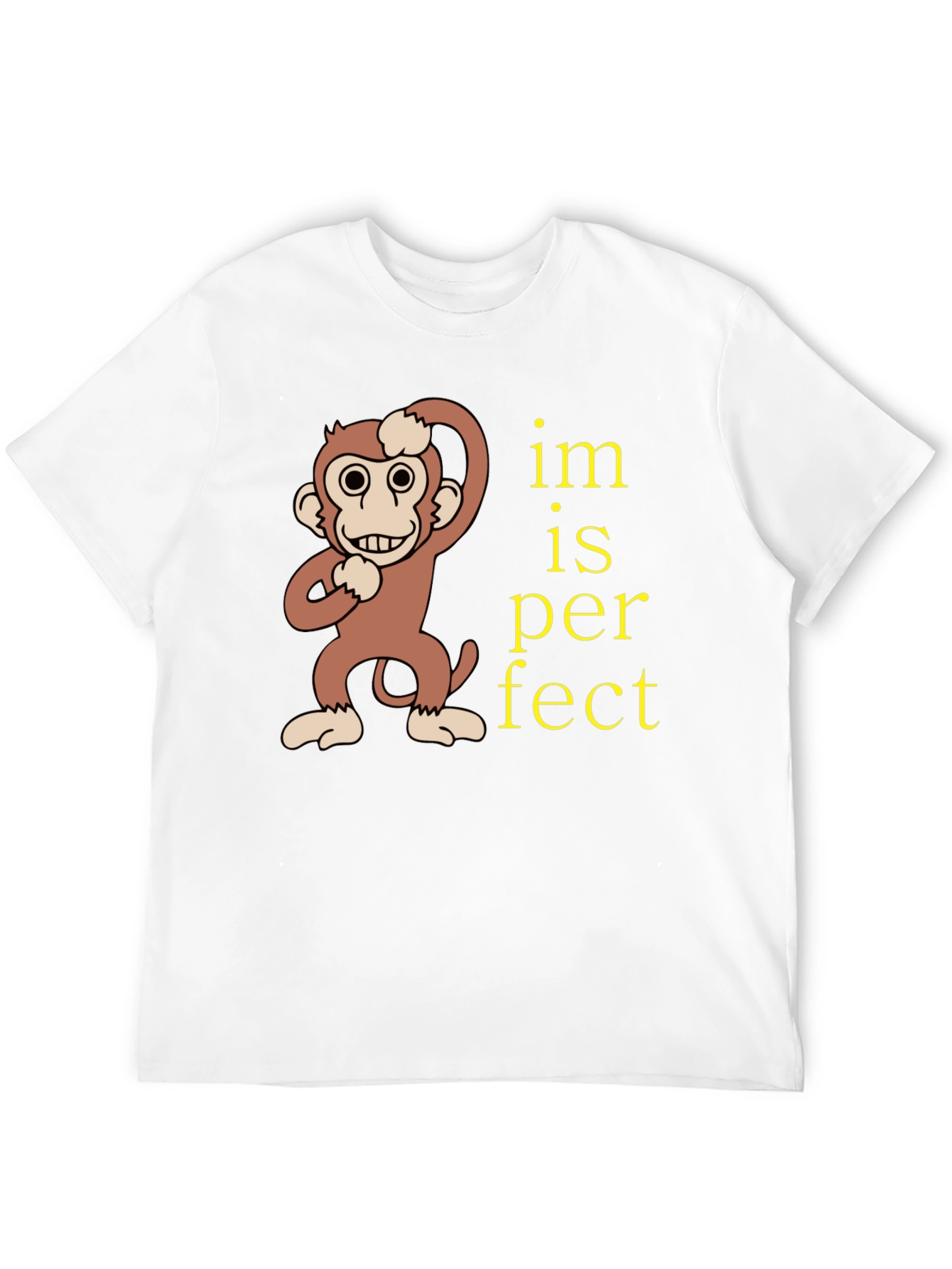 Black Funny Monkey "Im is Perfect" Graphic T-Shirt view 12
