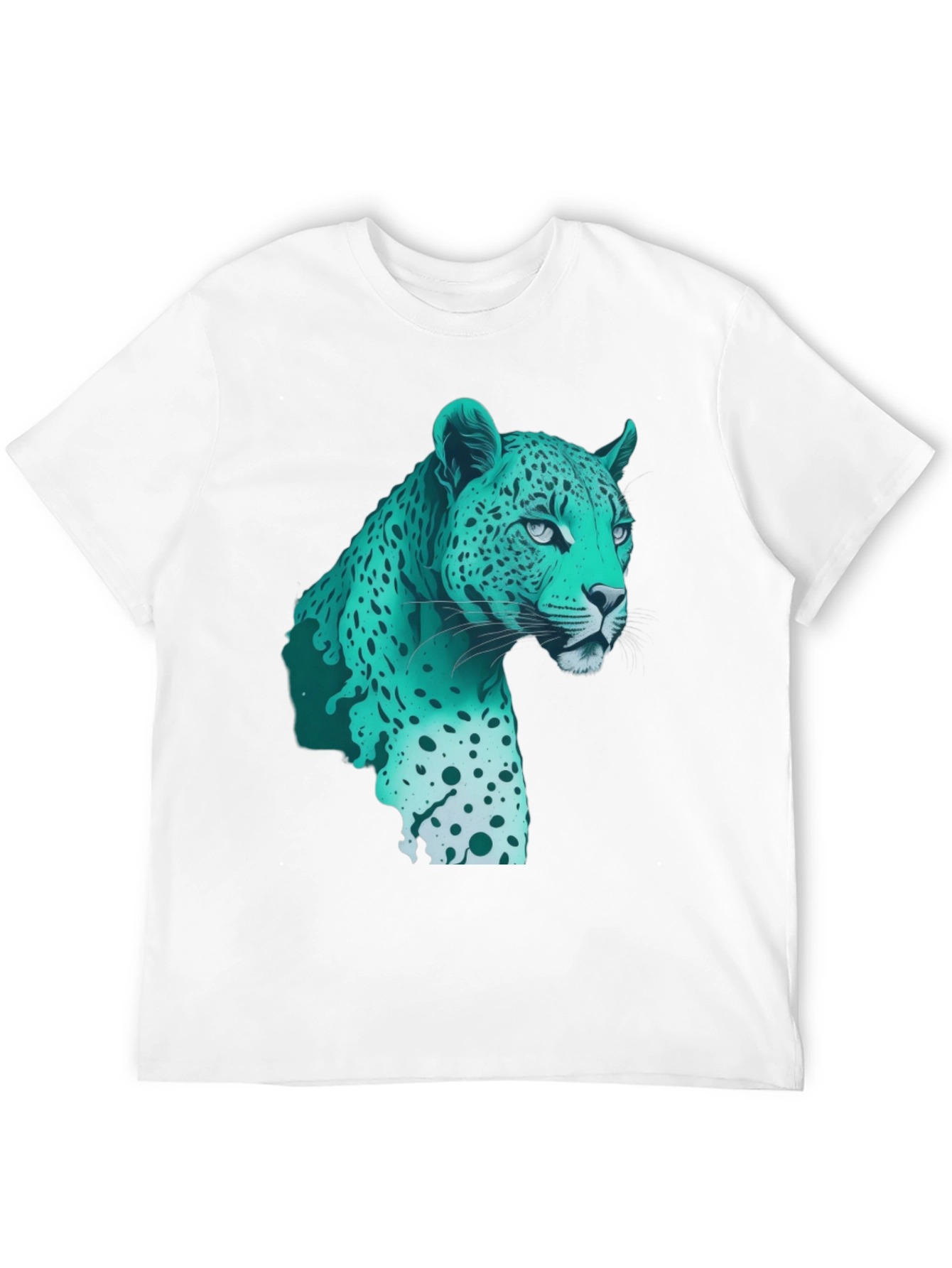 Black Cool Teal Jaguar Graphic Print Black T-Shirt view 12