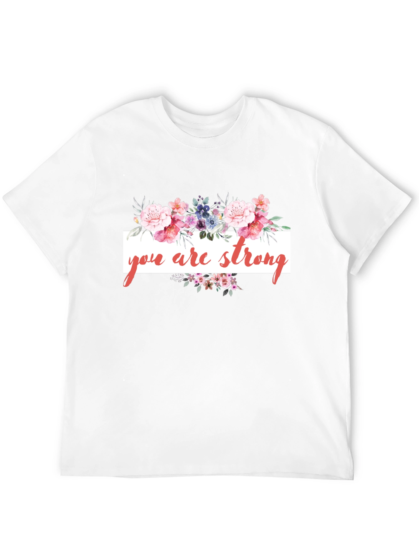 Black Floral 'You Are Strong' Black T-Shirt view 12