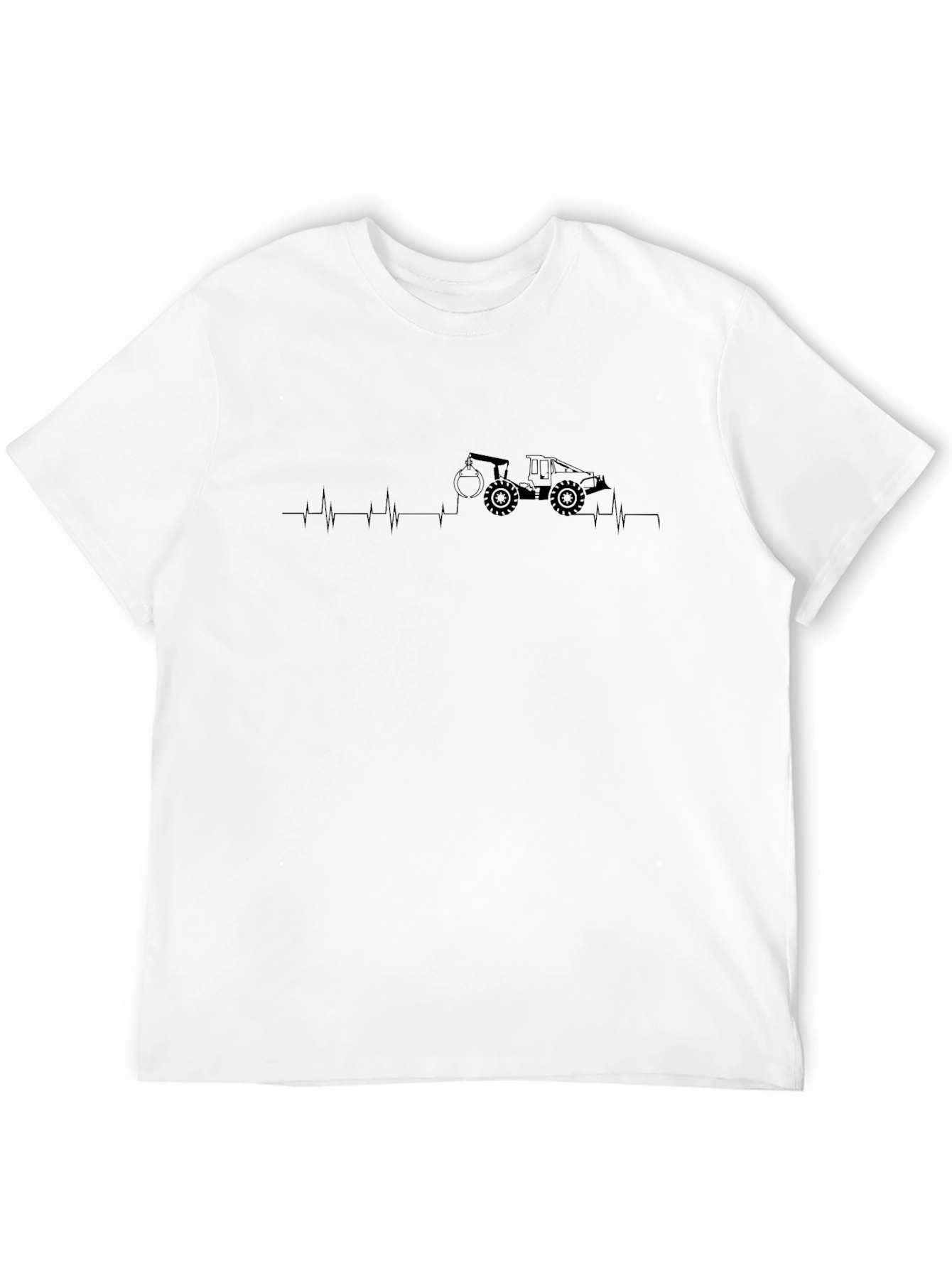 Black Excavator Heartbeat Graphic Tee - Black view 12