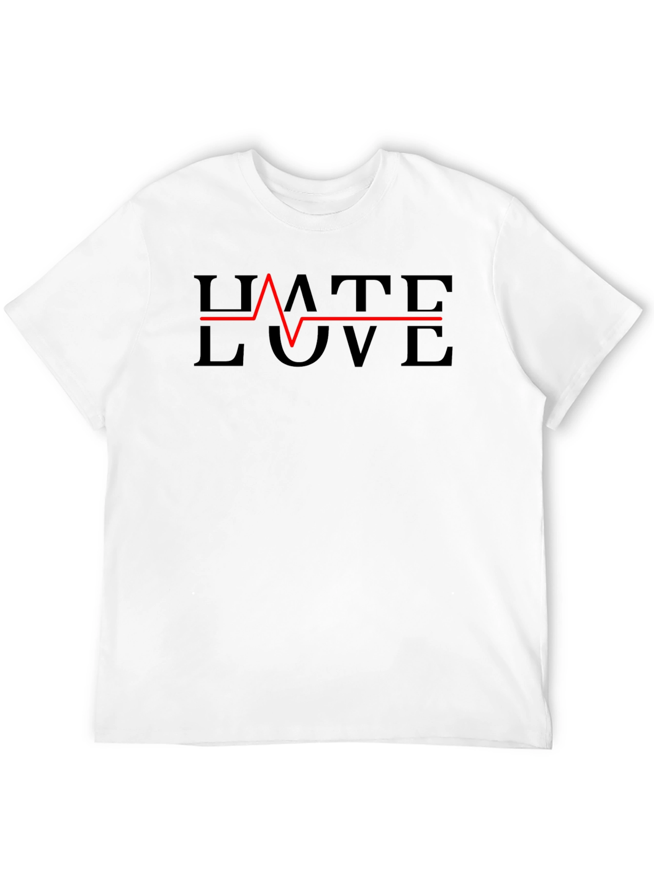 Black Hate Love Heartbeat Graphic Tee view 12