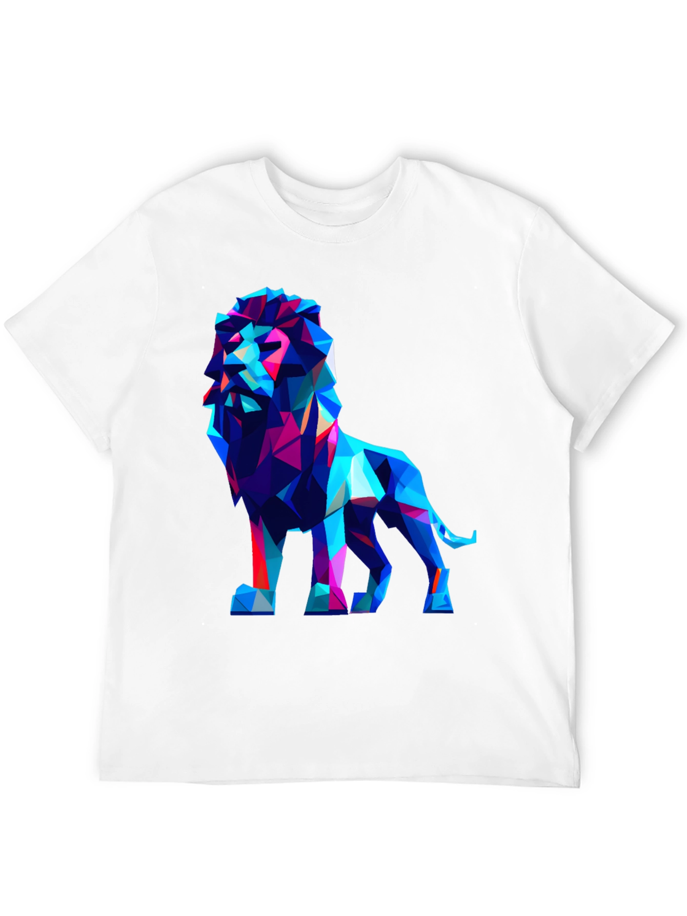 Black Geometric Lion Graphic Tee - Modern Art Shirt view 12