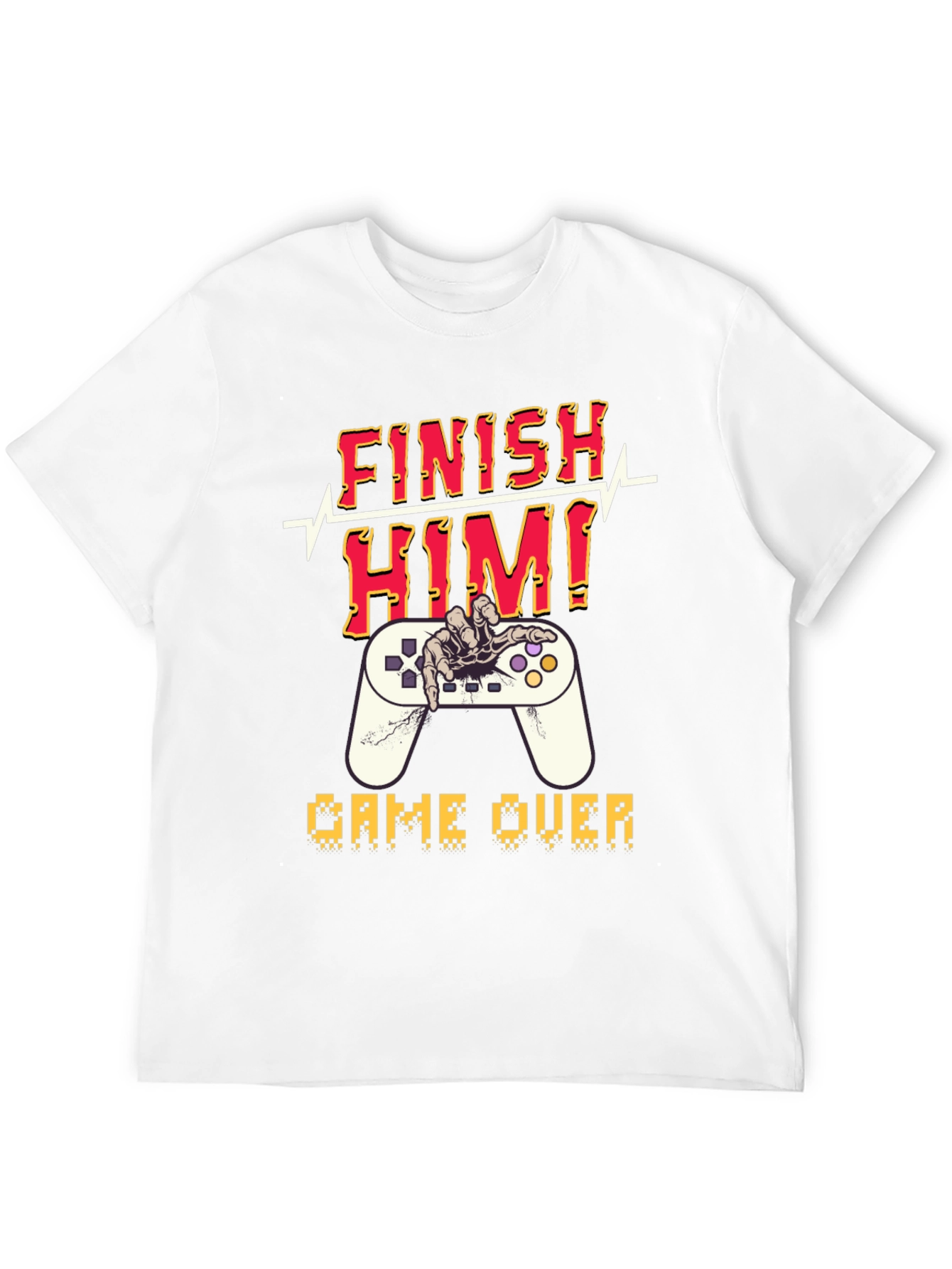 Black Finish Him! Game Over Graphic T-Shirt view 12