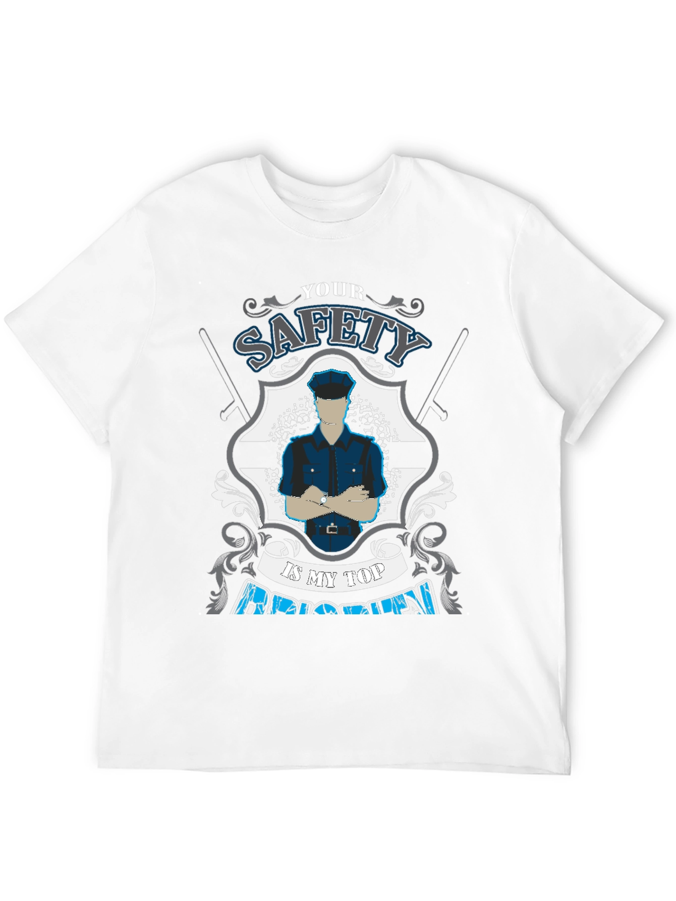 Black Safety First Police Graphic Tee - Black Cotton T-Shirt view 12