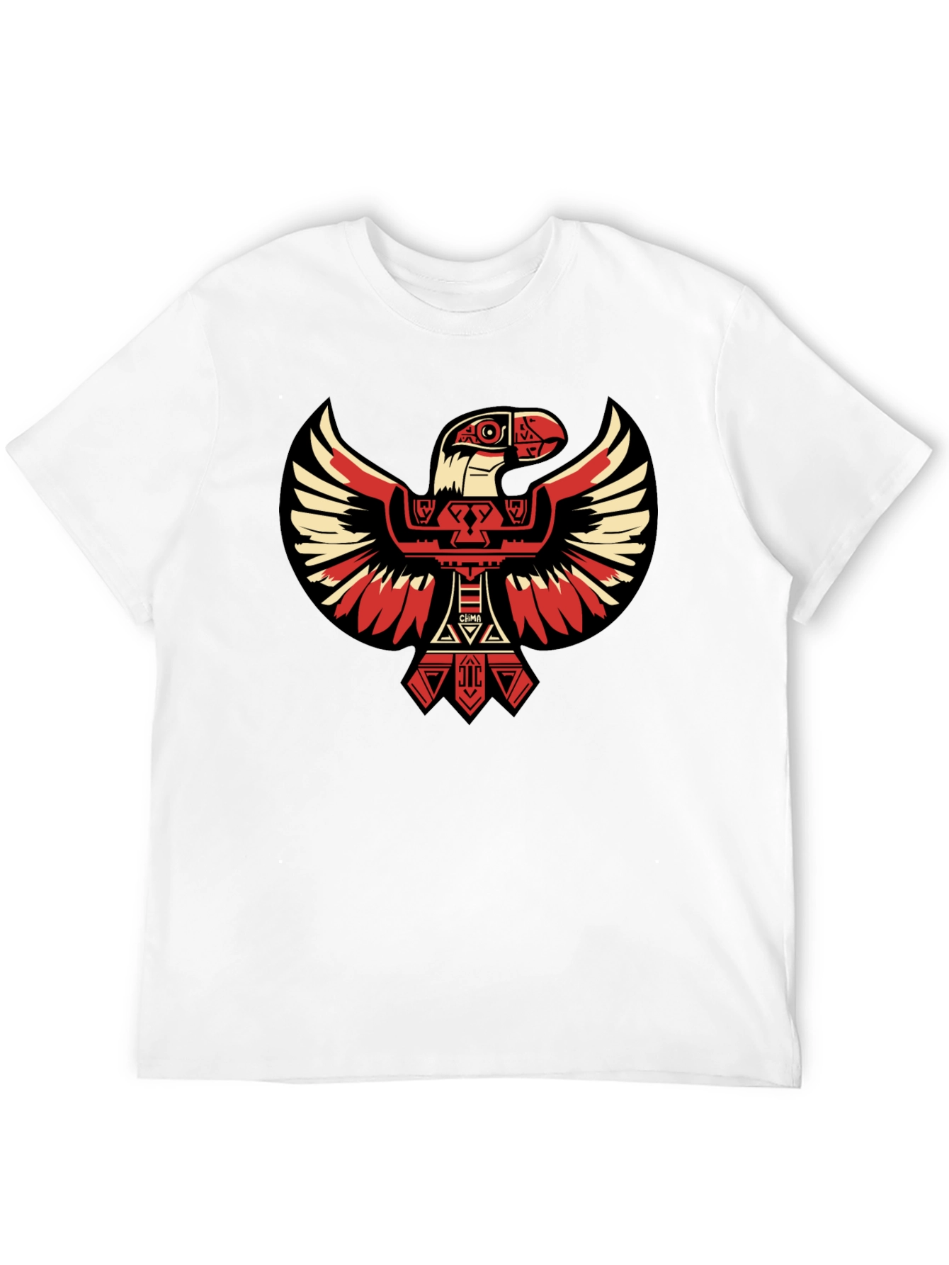Black Aztec Eagle Graphic Tee - Black Cotton T-Shirt view 12
