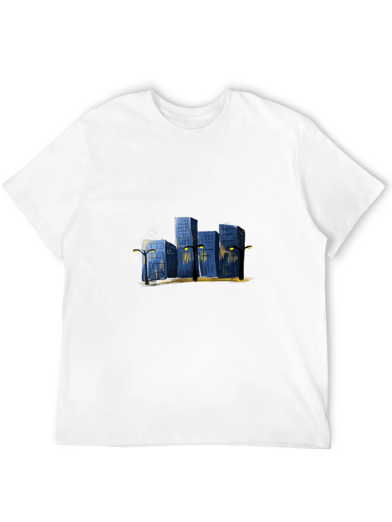 Black Cityscape Graphic Tee - Urban Night Scene view 12