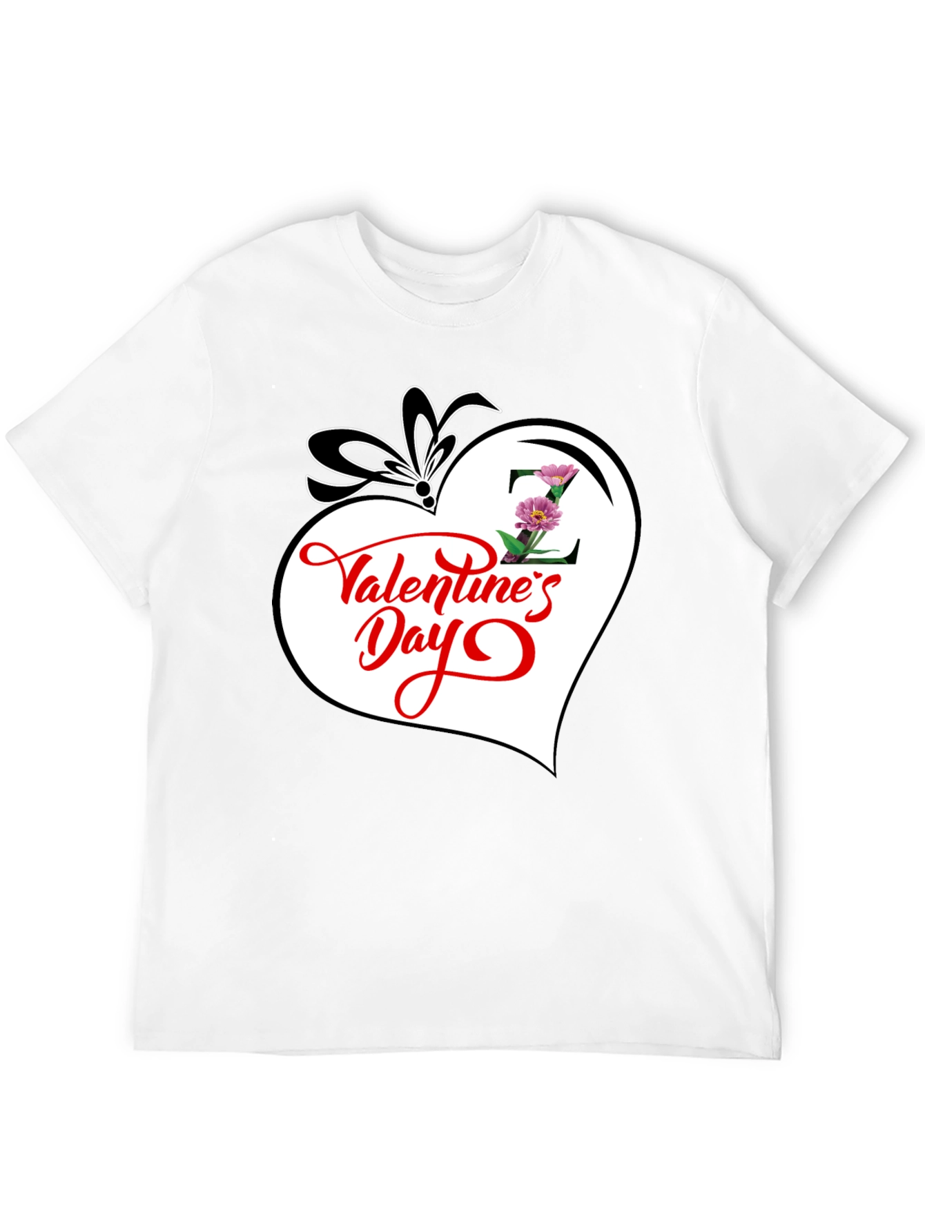 Black Valentine's Day Heart Graphic T-Shirt view 12