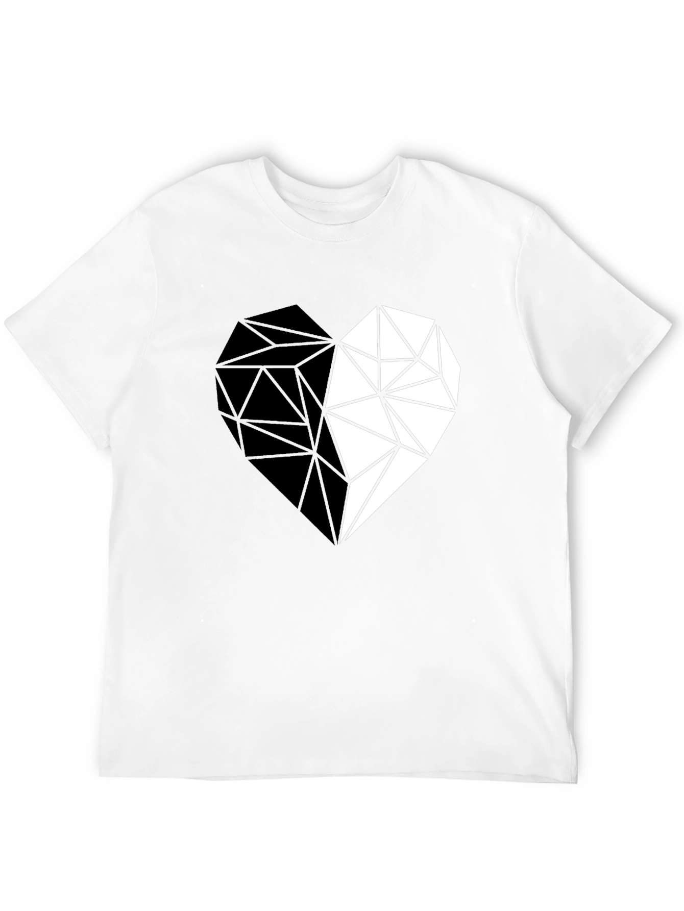 Black Geometric Heart Print Black Casual Tee view 12