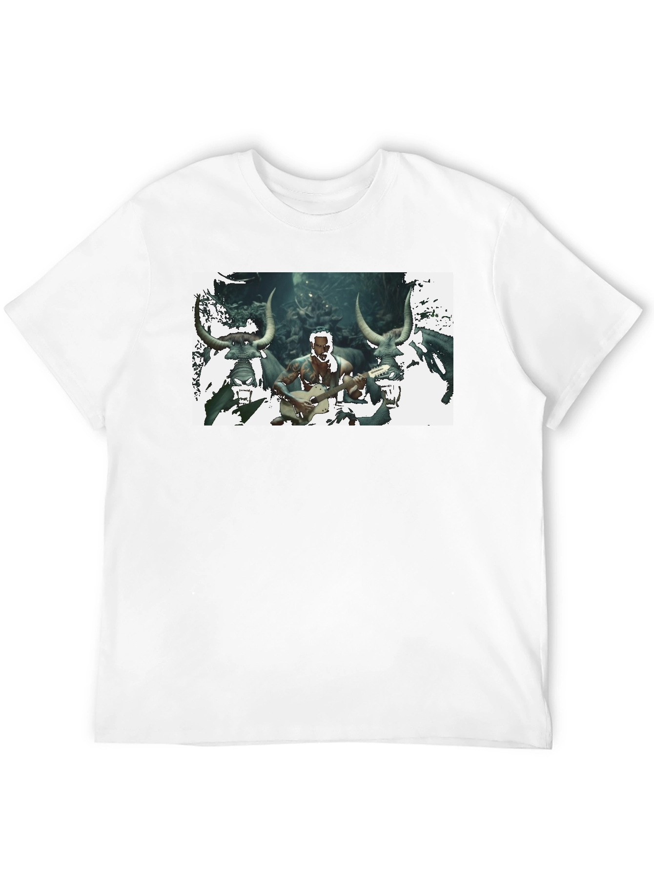 Black Men's Black T-Shirt with Unique Graphic Design view 12