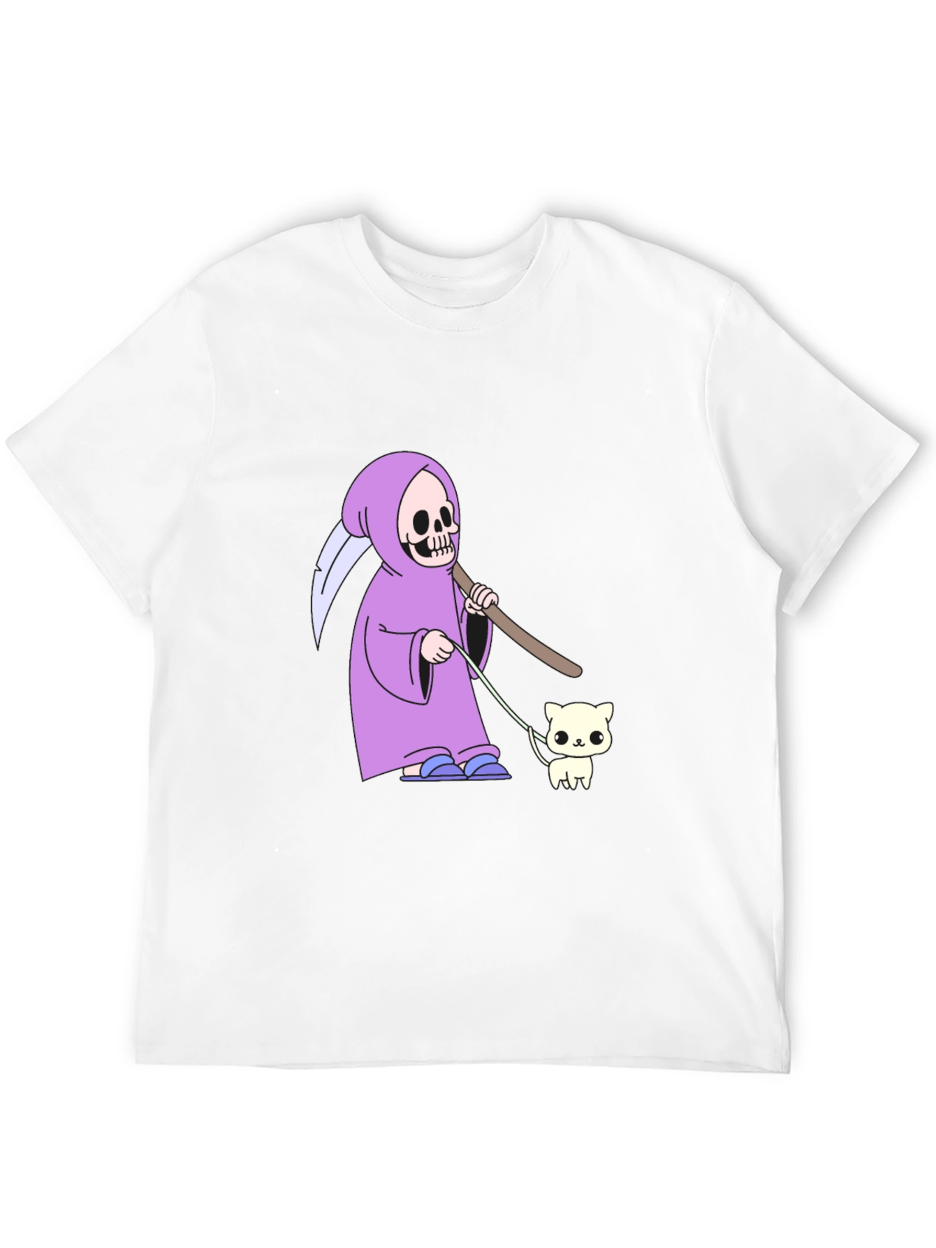 Black Grim Reaper Cat Walk T-Shirt - Funny Graphic Tee view 12