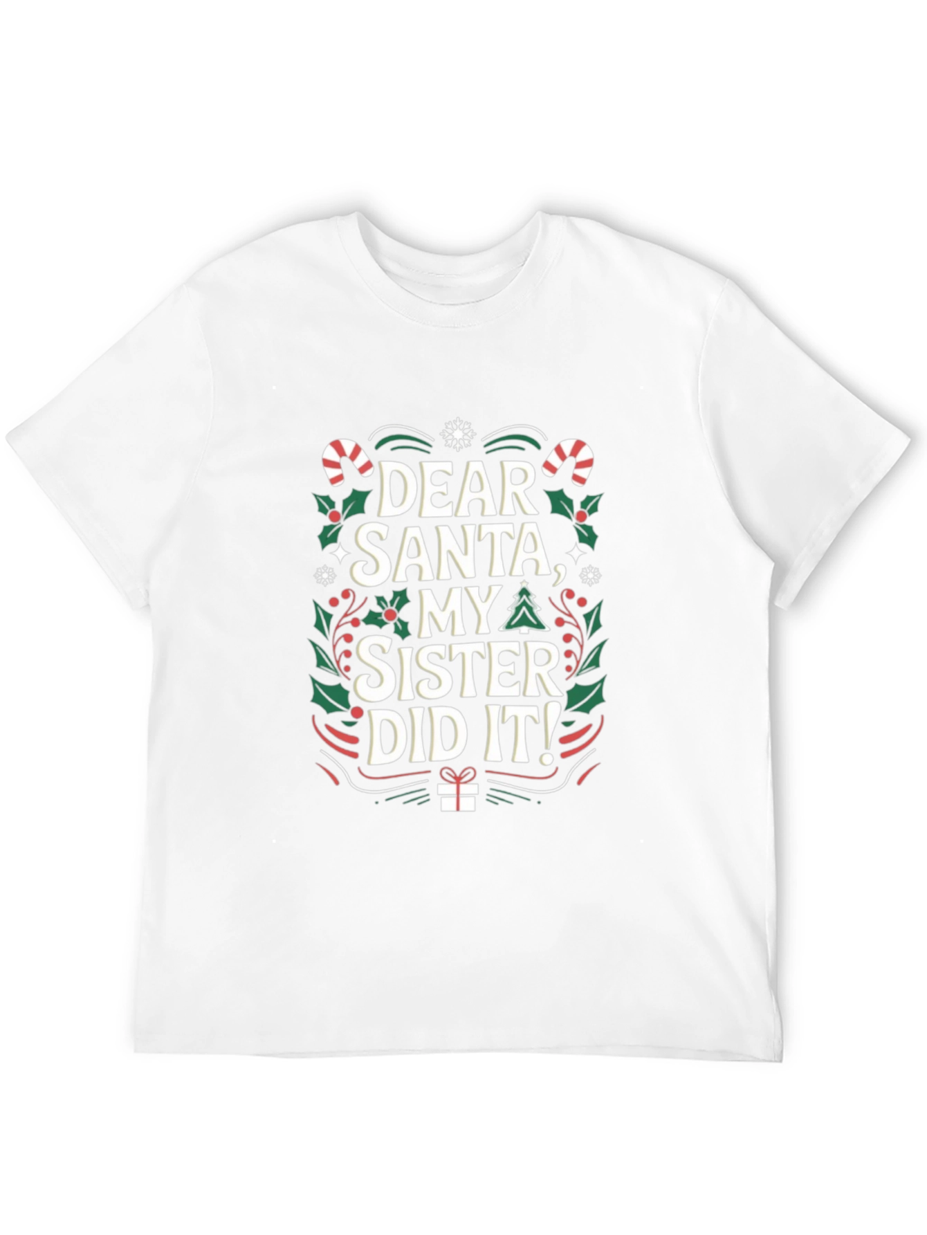 Black Dear Santa My Sister Did It Christmas T-Shirt view 12