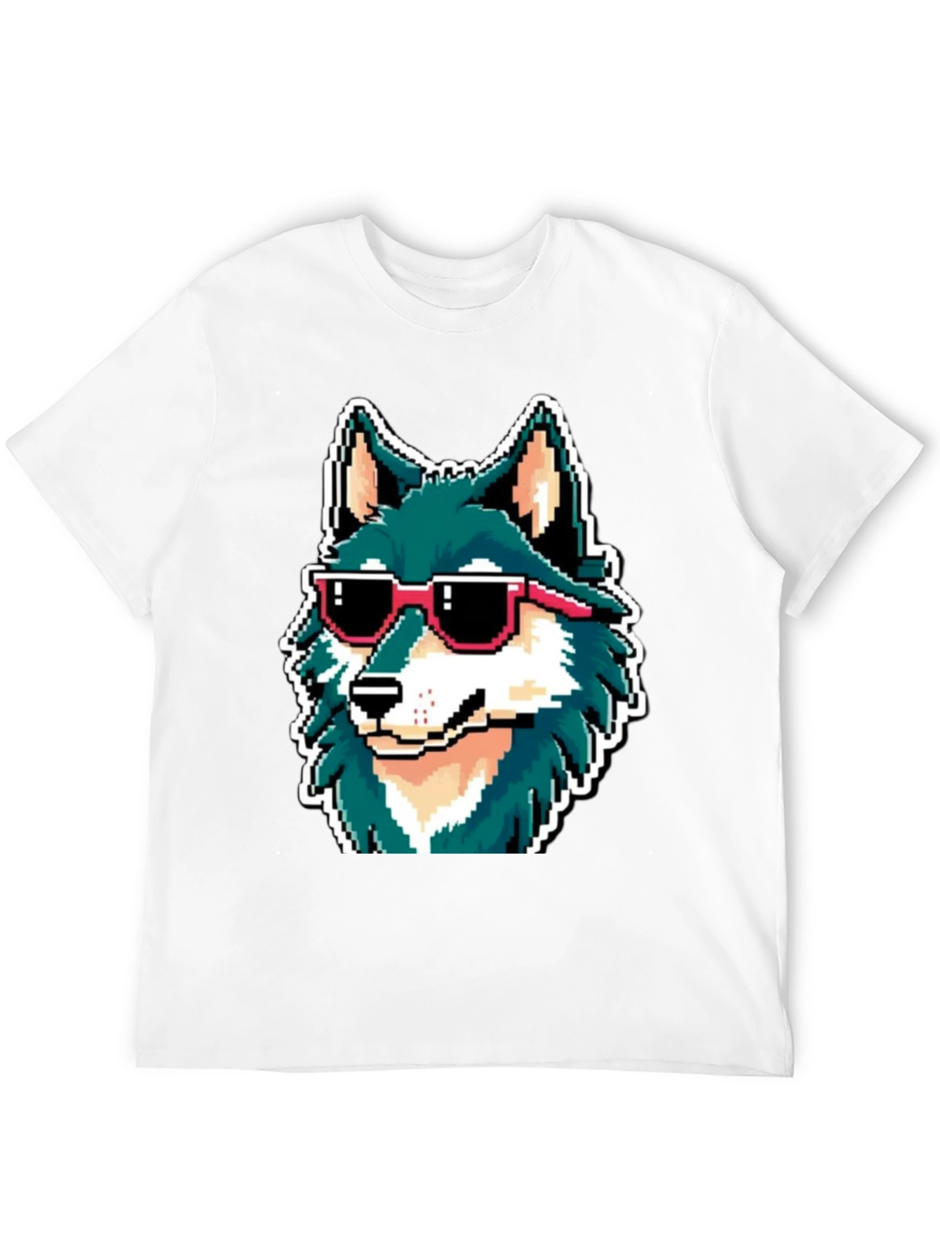 Black Cool Pixel Wolf Tee view 12