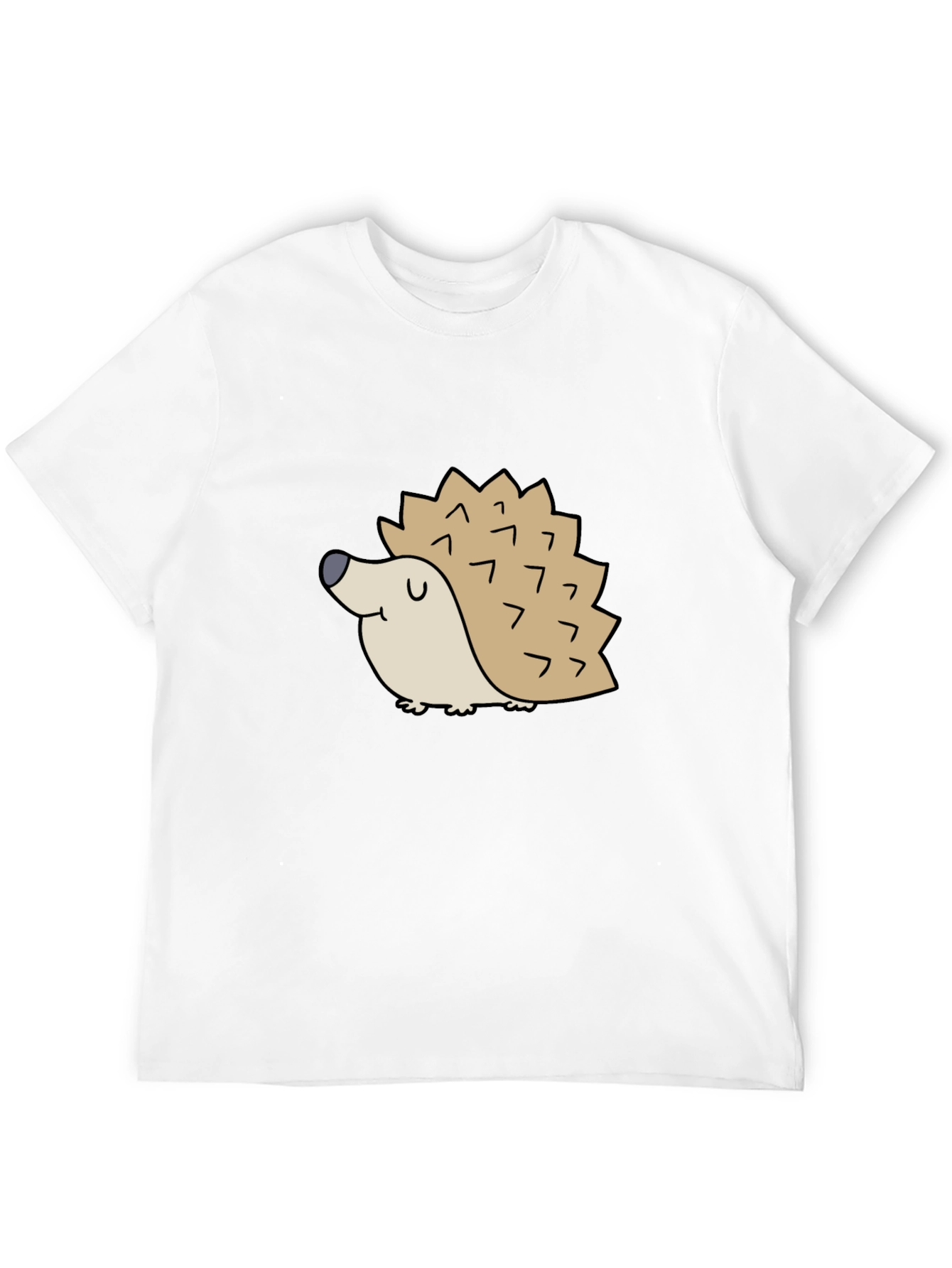 Black Cute Hedgehog Graphic Tee - Black Cotton T-Shirt view 12