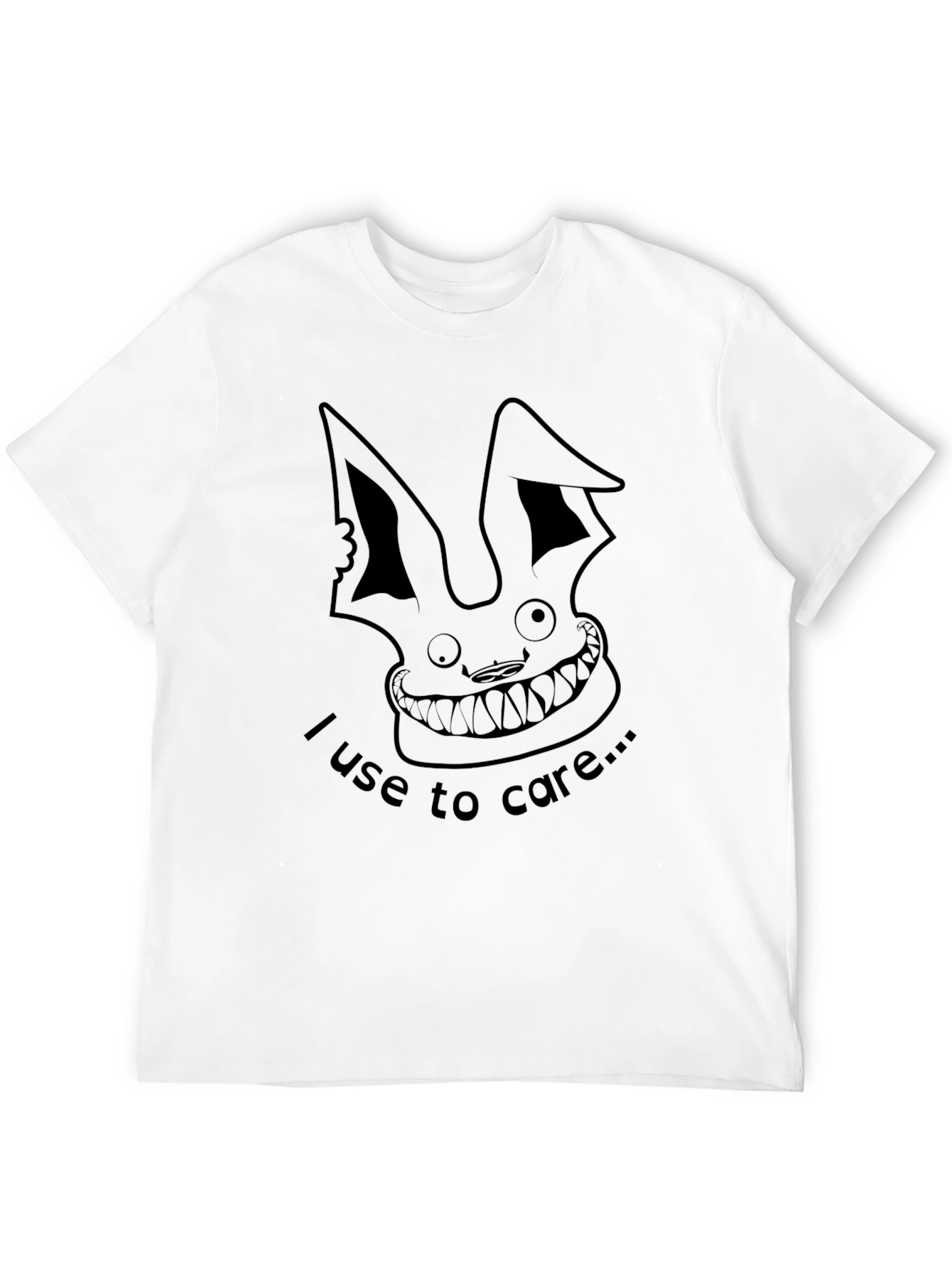 Black Edgy Rabbit Graphic Tee - I Use To Care view 12