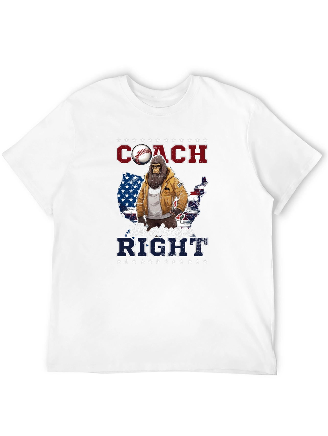 Black Coach is Always Right Bigfoot USA Flag T-Shirt view 12
