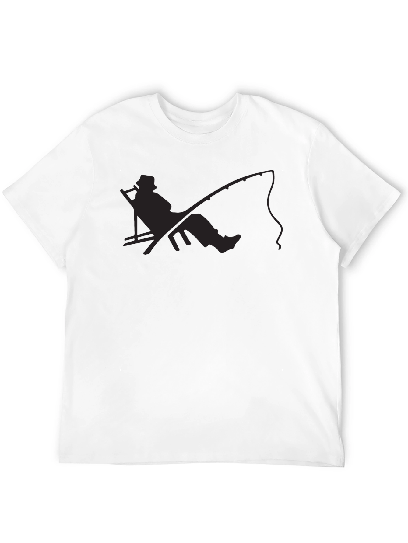 Black Relaxed Fisherman Graphic Tee - Black Cotton Blend view 12