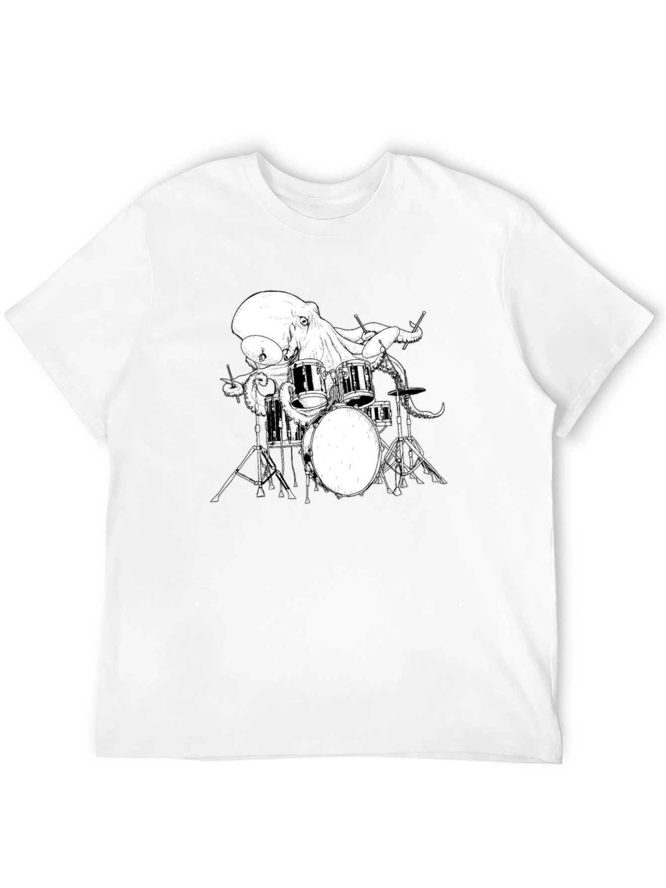 Black Octopus Drummer Graphic T-Shirt view 12