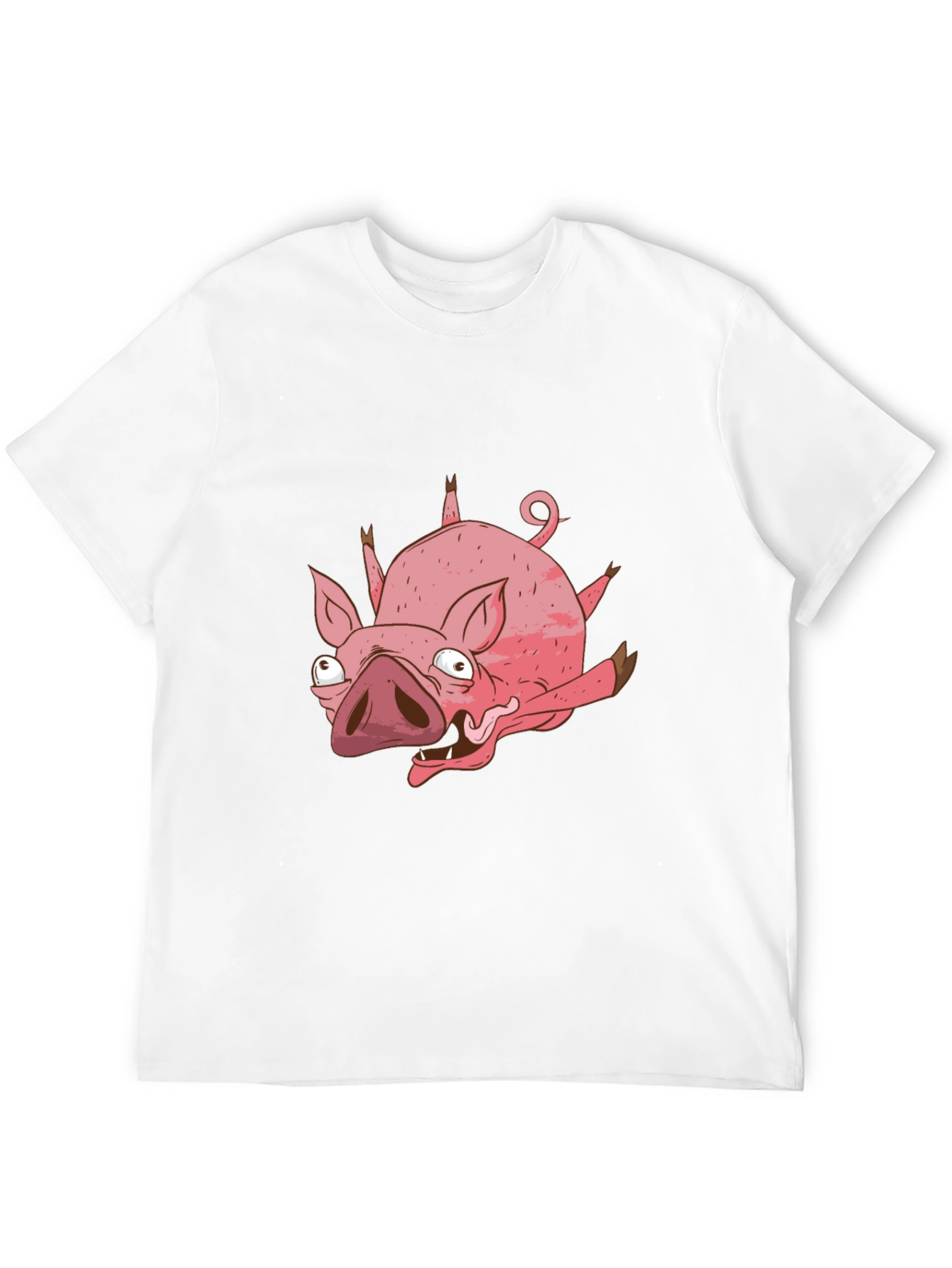 Black Funny Cartoon Pig Black T-Shirt view 12