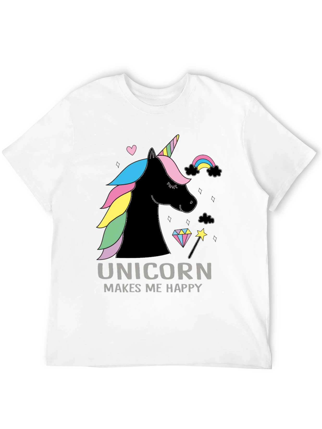 Black Unicorn Makes Me Happy Graphic Tee view 12