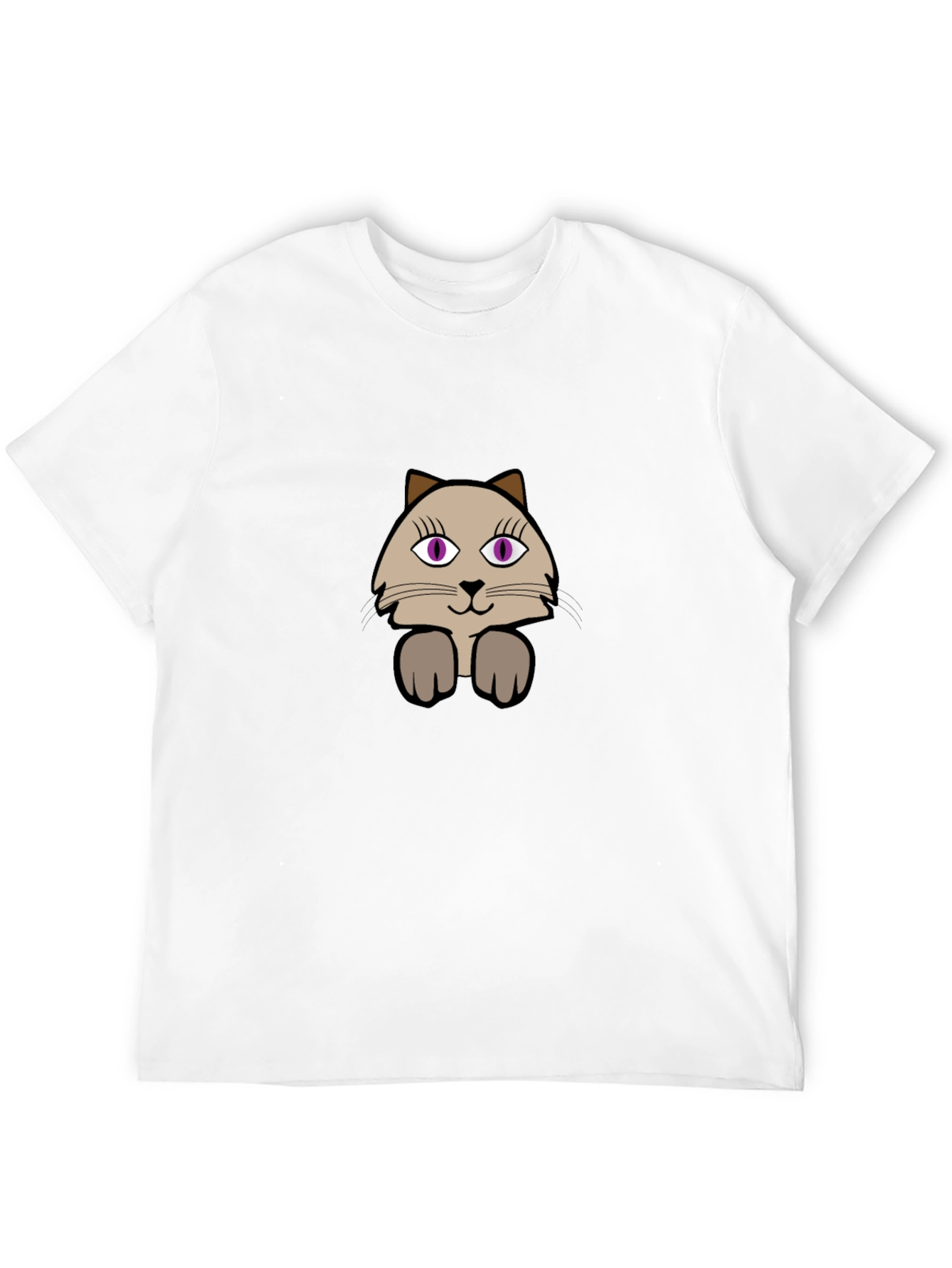 Black Cute Cartoon Cat Graphic Tee - Casual Black T-Shirt view 12