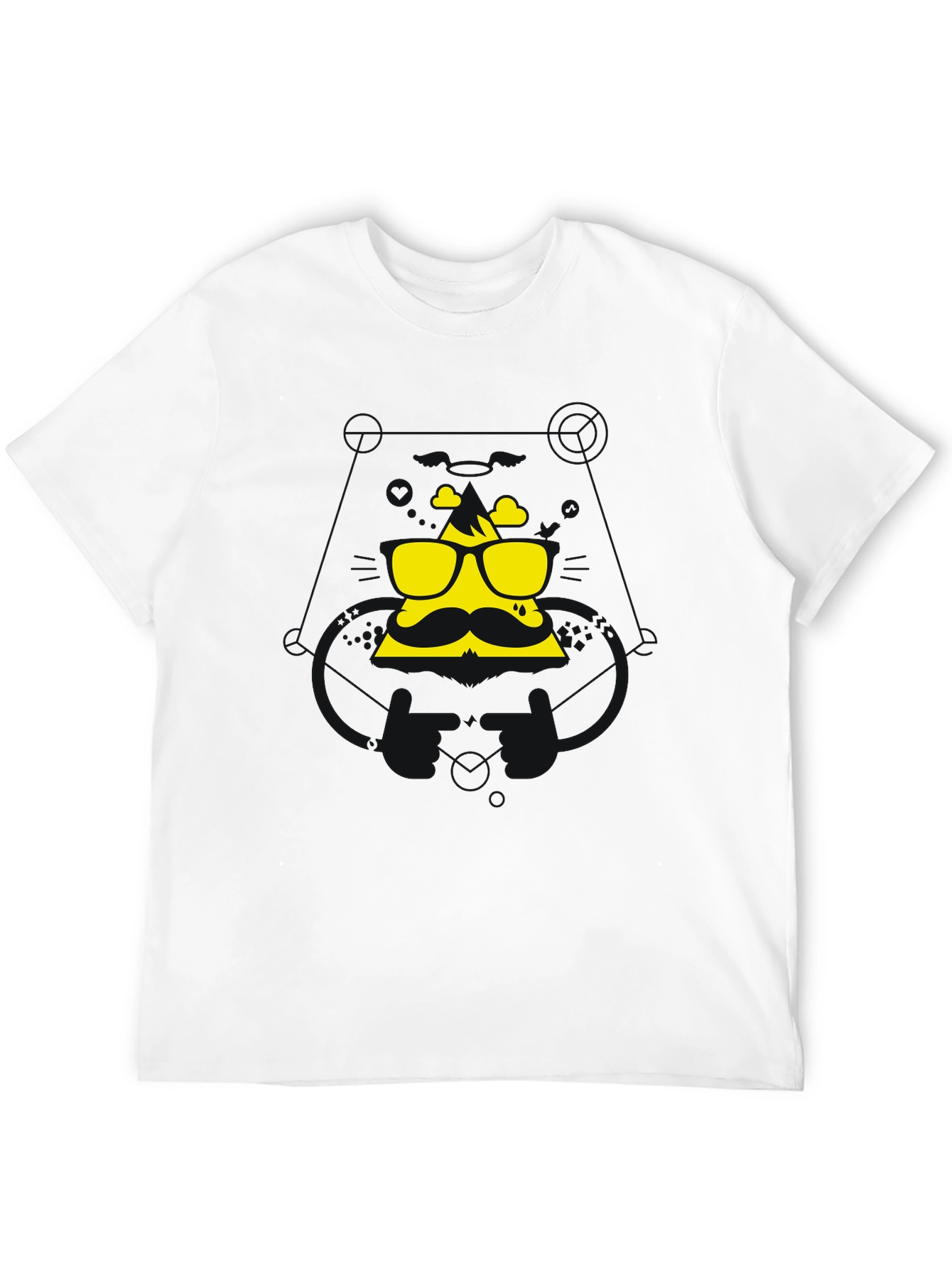 Black Cool Graphic Tee - Mountain Mustache Design view 12