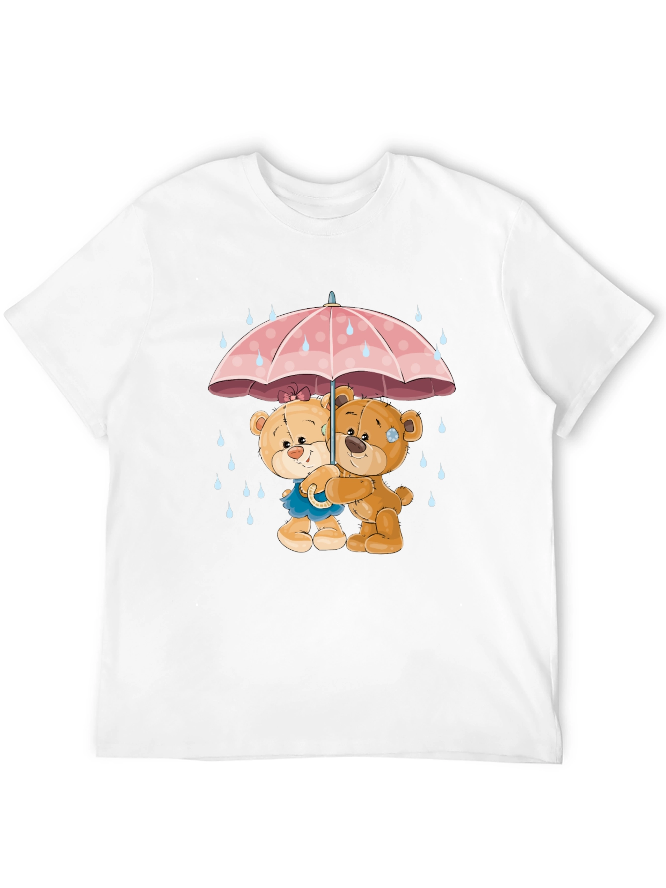 Black Cute Teddy Bears Under Umbrella Graphic T-Shirt view 12