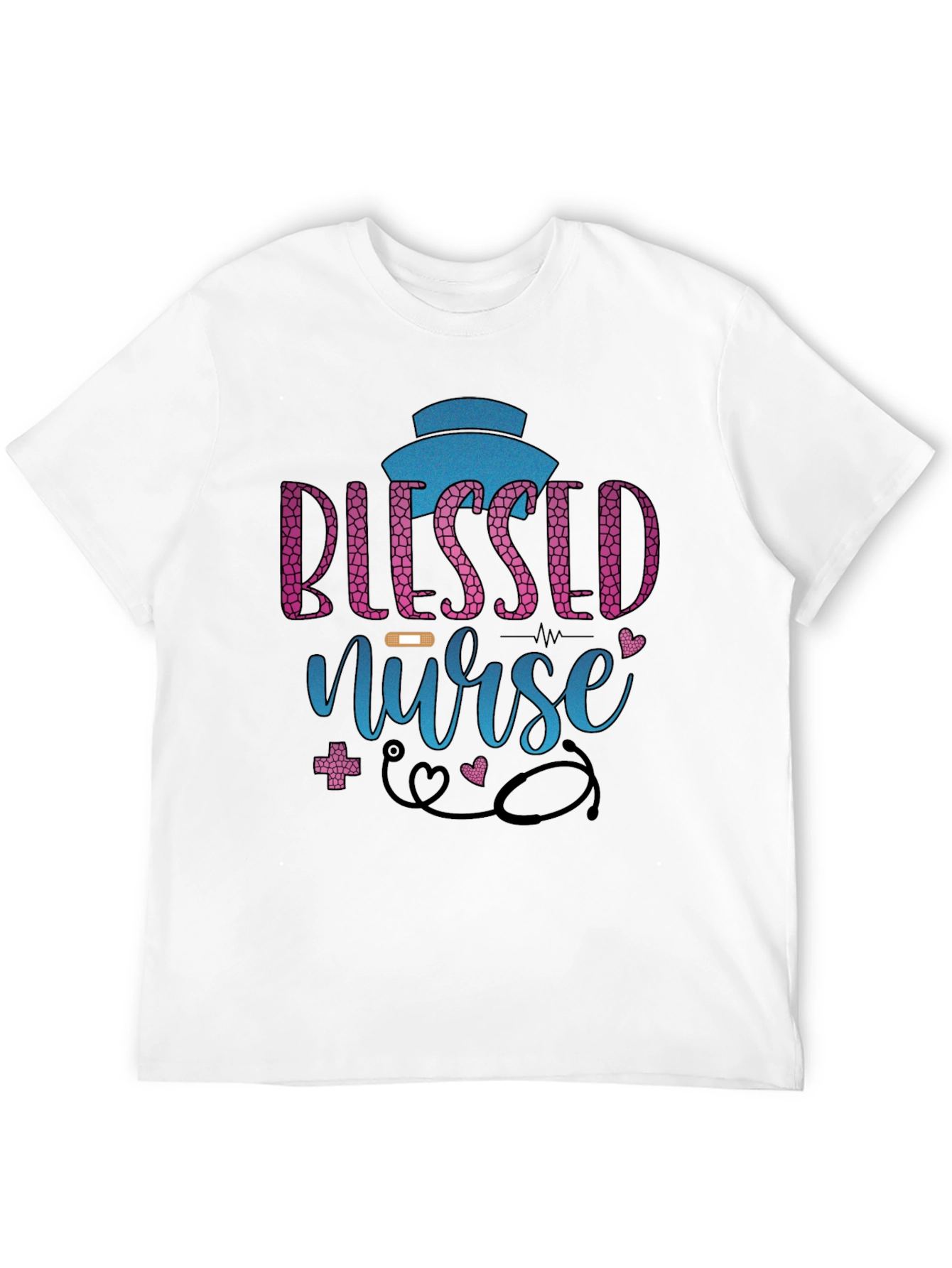 Black Blessed Nurse Graphic Tee - Black Cotton Blend view 12