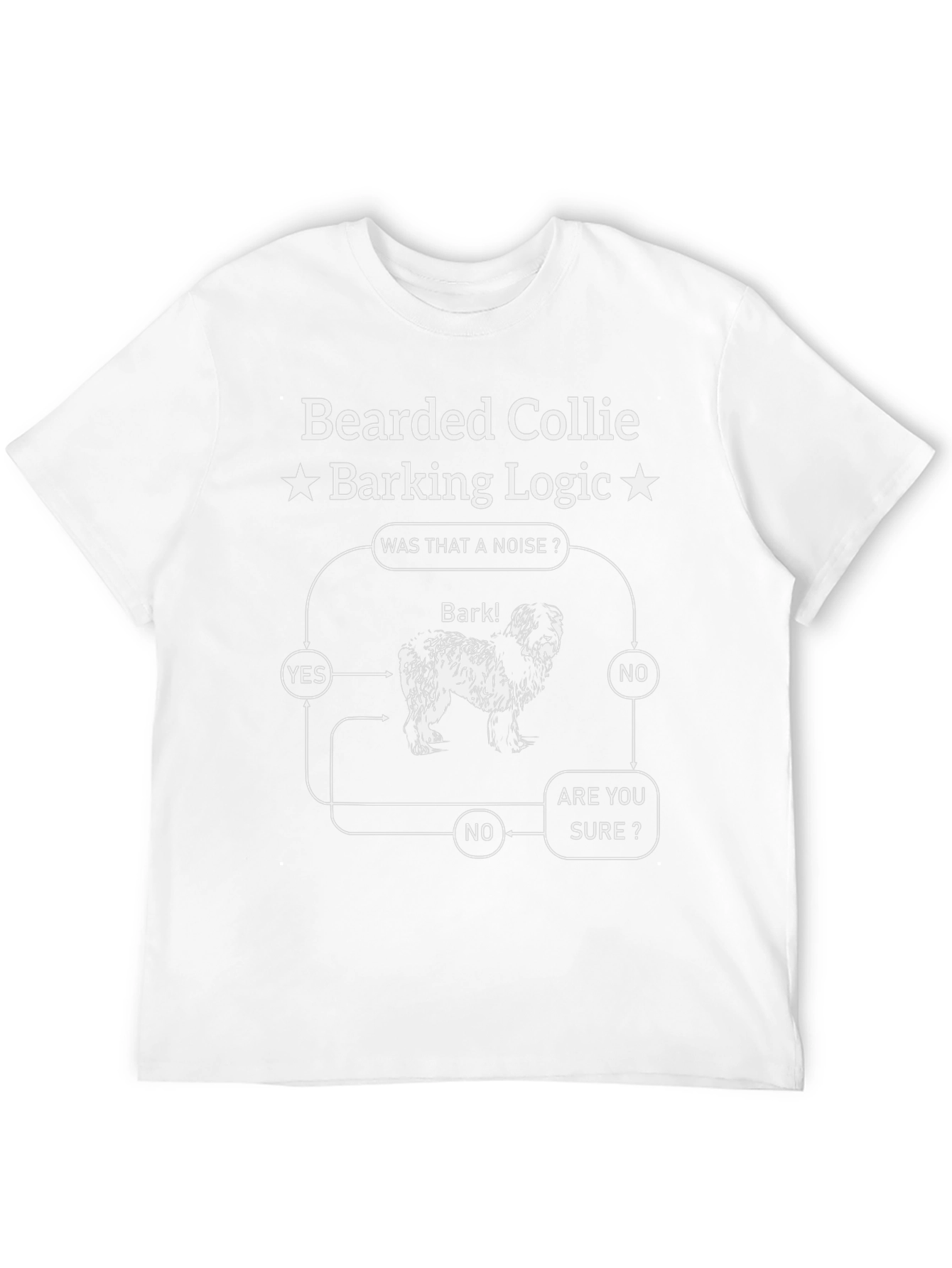 Black Bearded Collie Barking Logic T-Shirt - Funny Dog Tee view 12