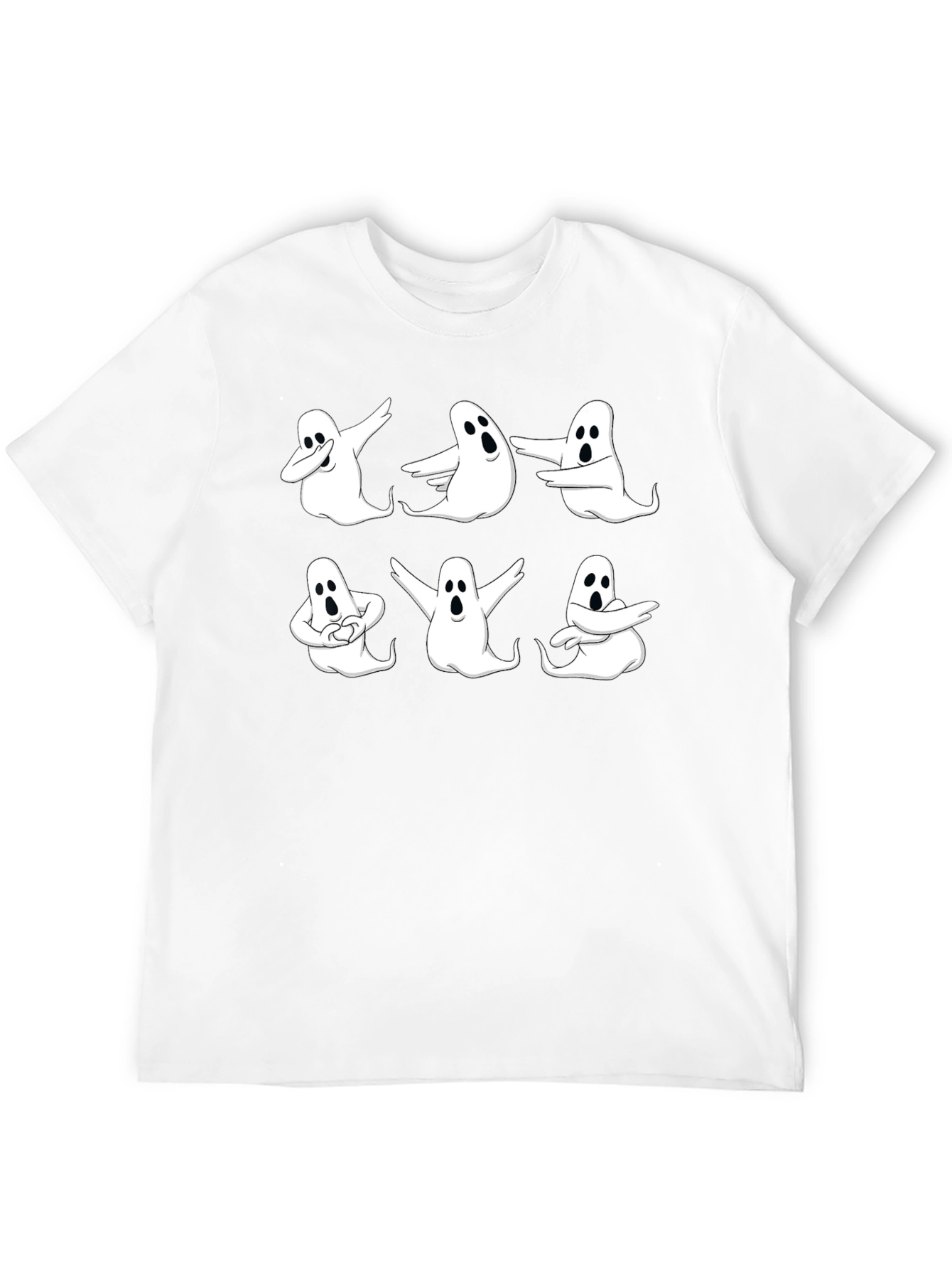 Black Dancing Ghosts Halloween T-Shirt - Black Cotton Tee view 12