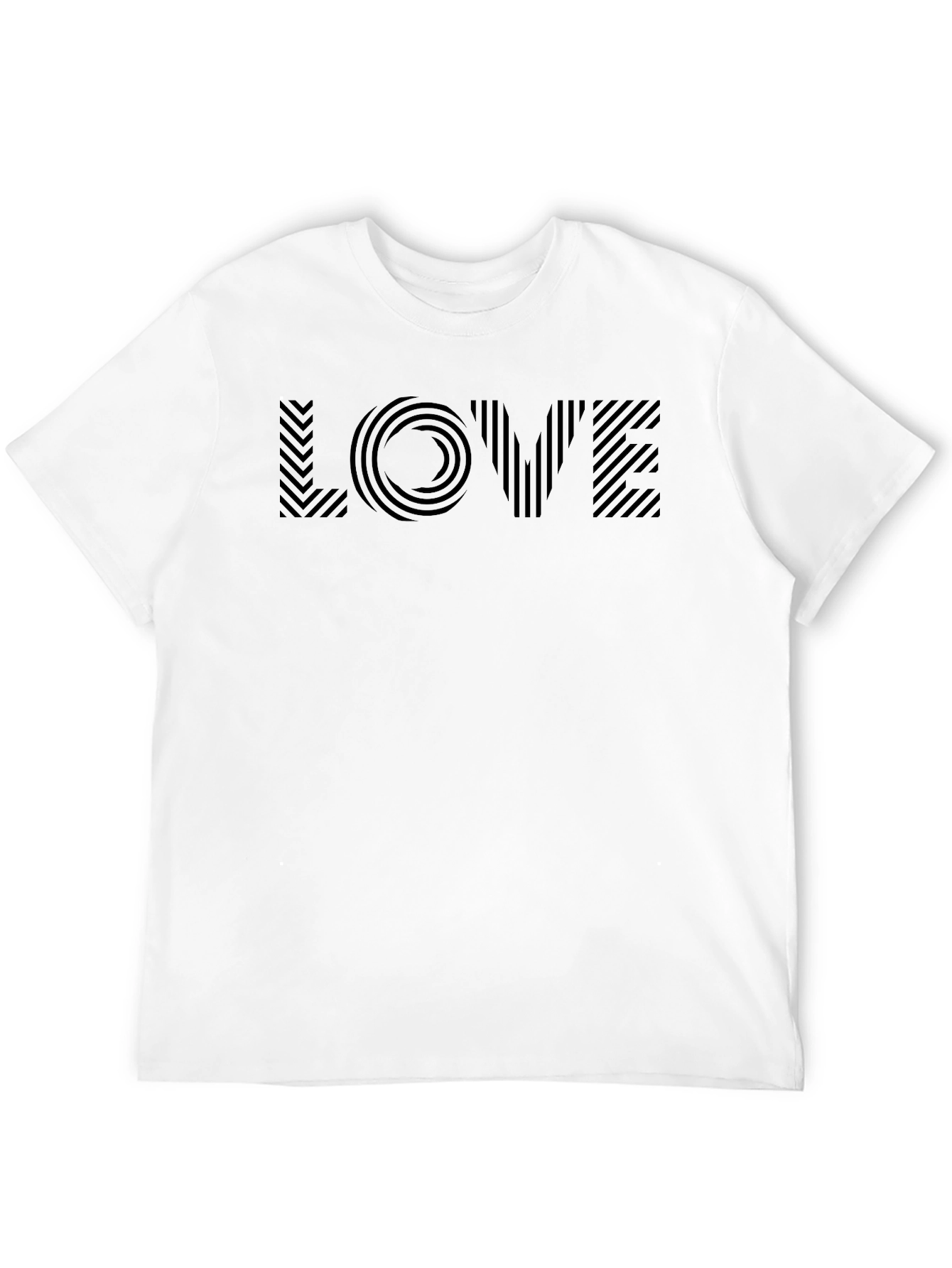 Black Geometric LOVE Graphic Tee - Stylish Black T-Shirt view 12