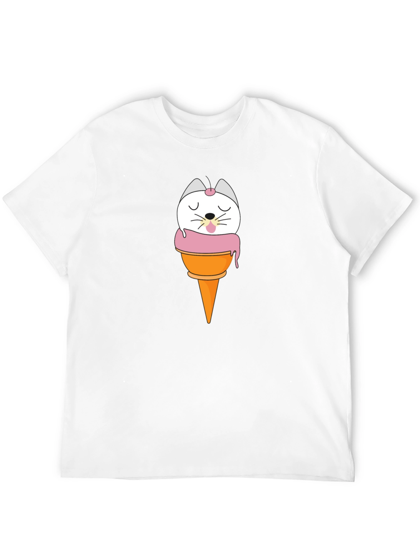 Black Cute Cat Ice Cream T-Shirt - Black view 12