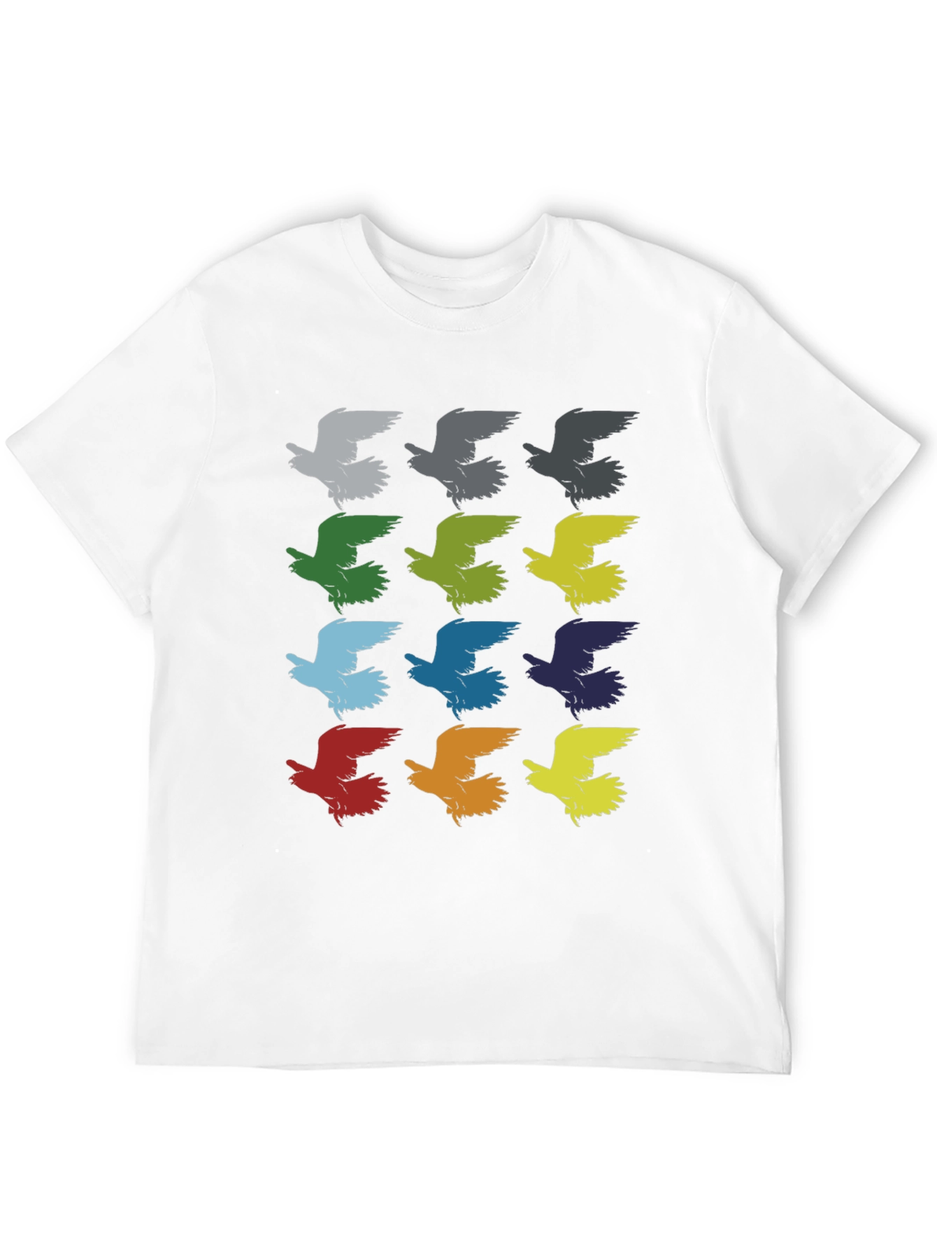 Black Colorful Bird Pattern Graphic T-Shirt view 12