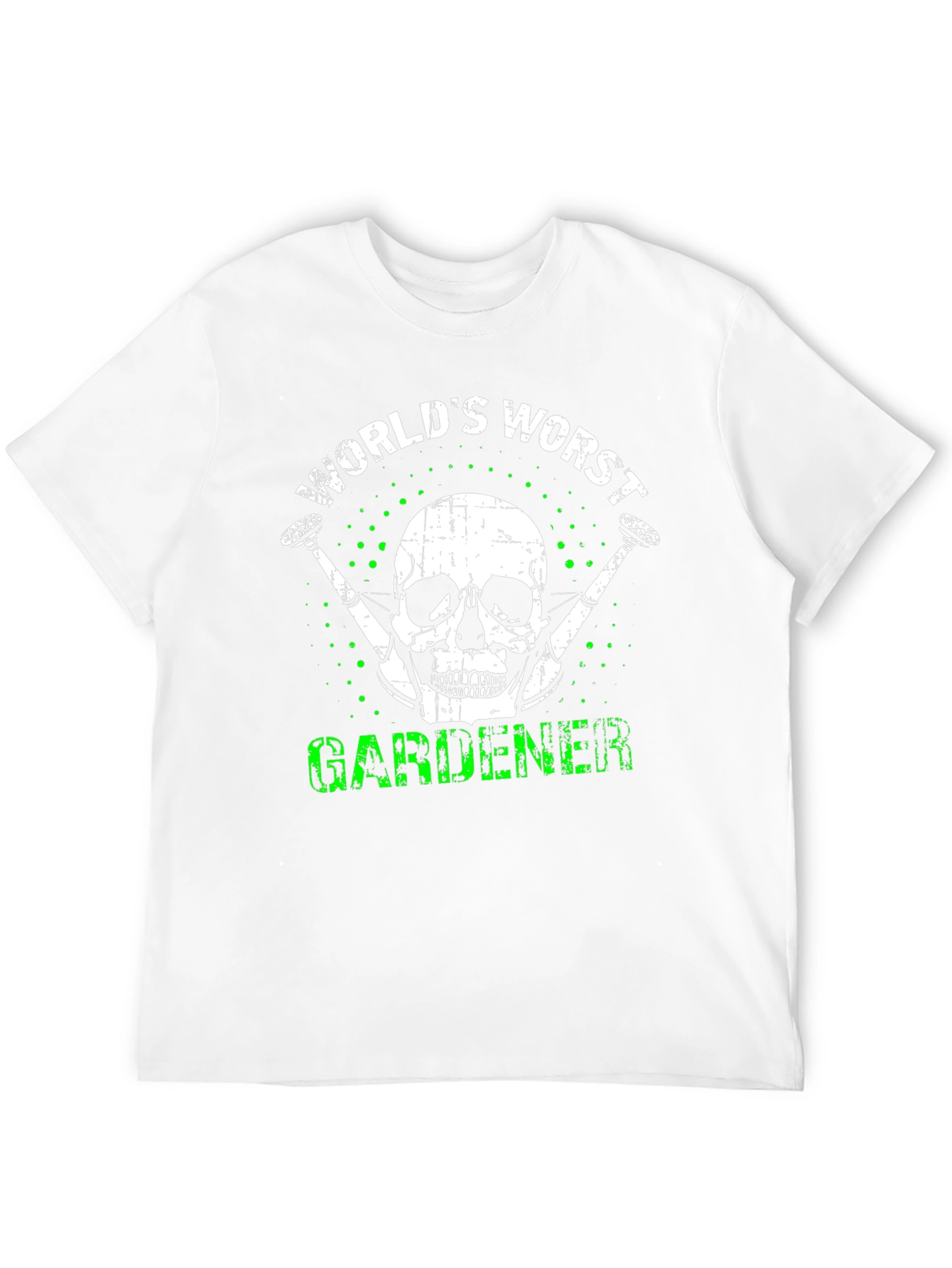 Black World's Worst Gardener T-Shirt - Skull & Watering Can Design view 12