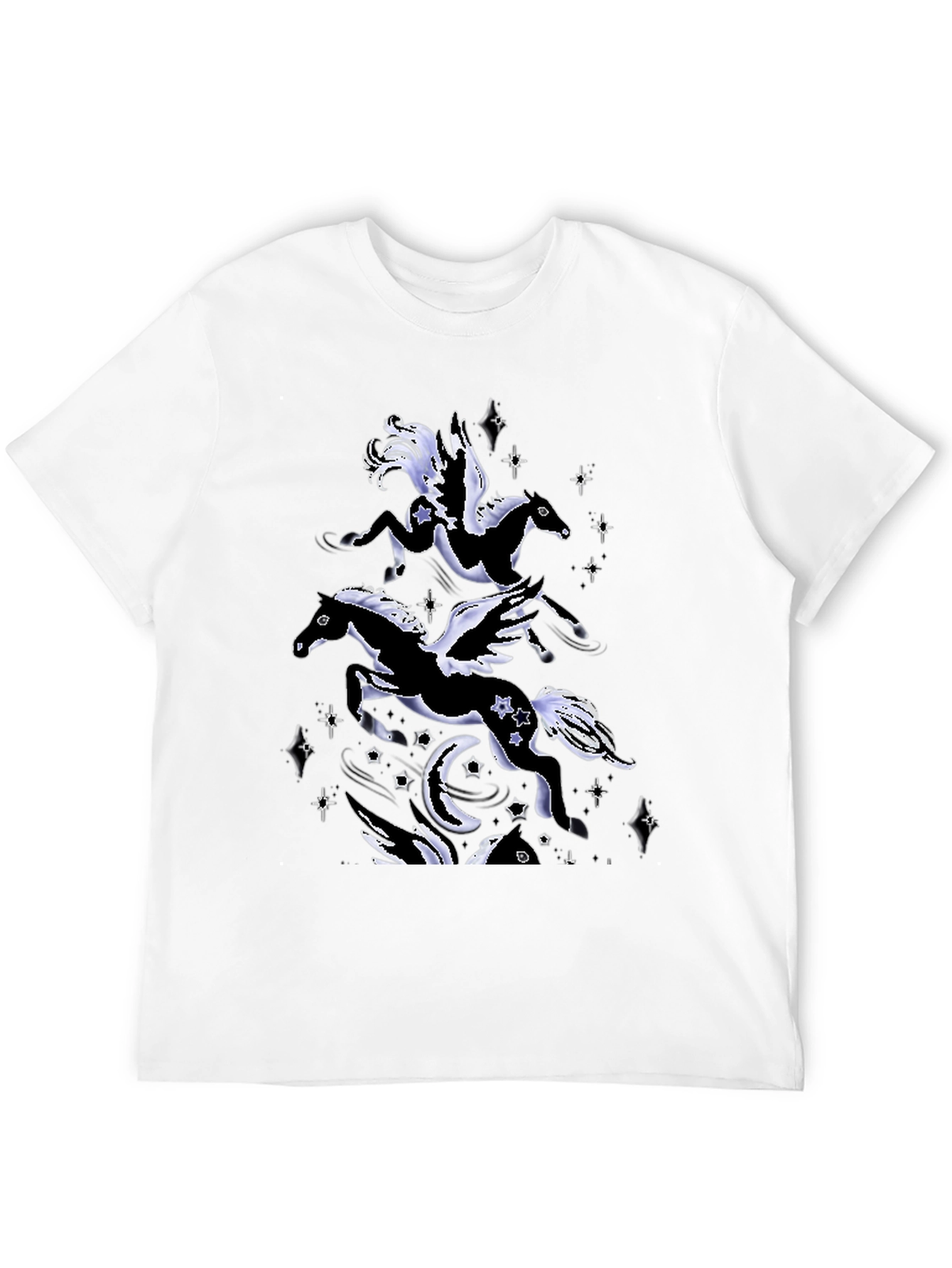 Black Celestial Pegasus Graphic T-Shirt - Men's Black Tee view 12