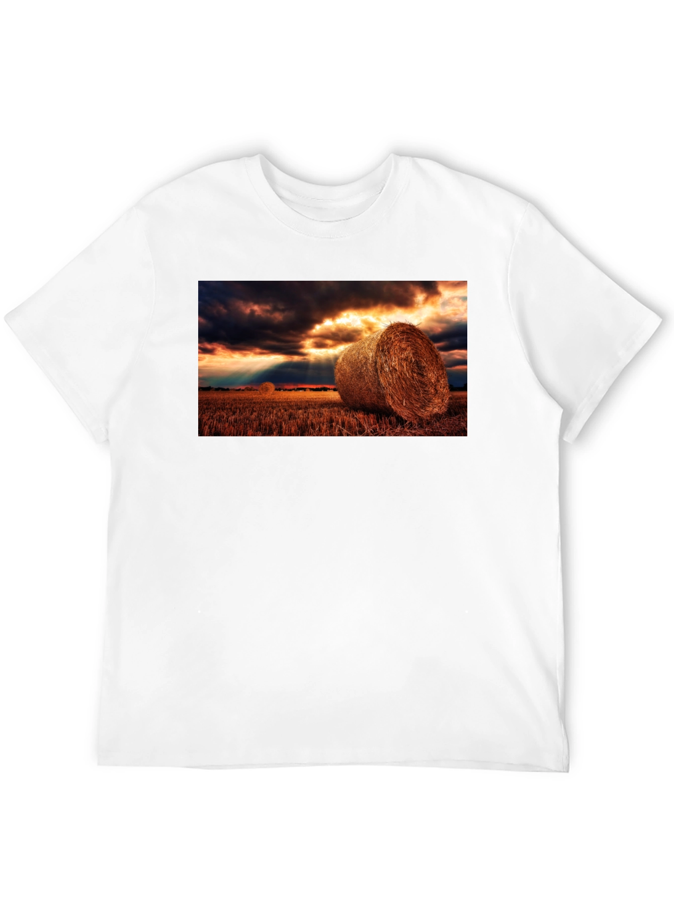 Black Harvest Hay Bales Graphic Tee - Unisex Black T-Shirt view 12